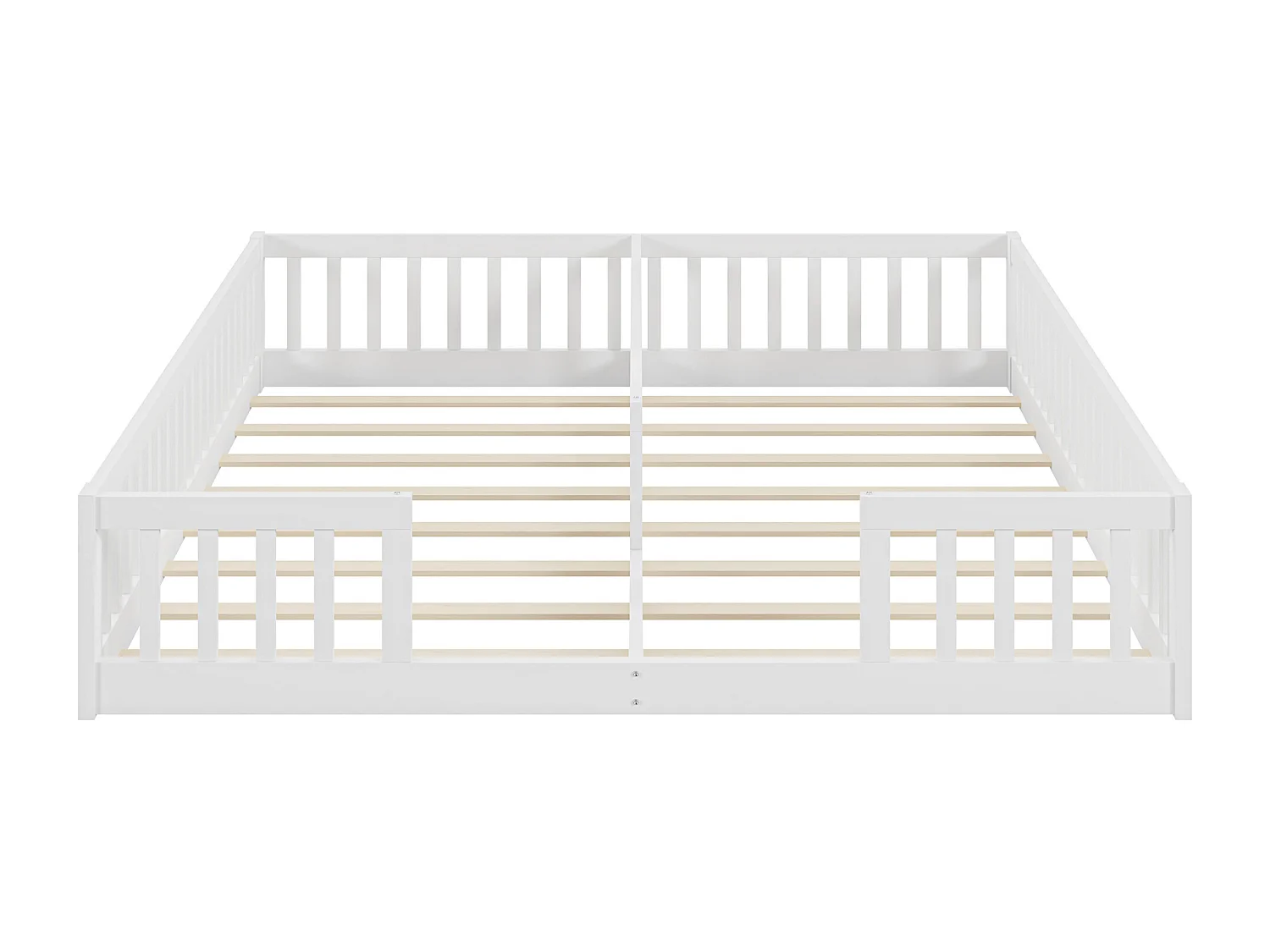 Lit enfant 90x200cm avec 2 lits et barrières de sécurité, sommier à lattes, pin, blanc