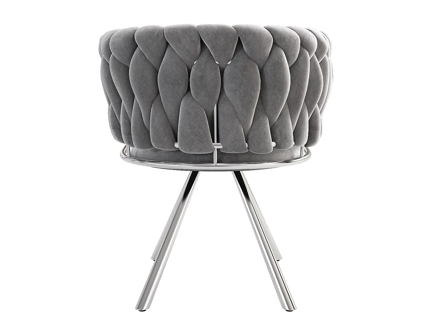 Lot de 4 chaises pivotantes avec accoudoirs, pieds métal argenté - velours gris