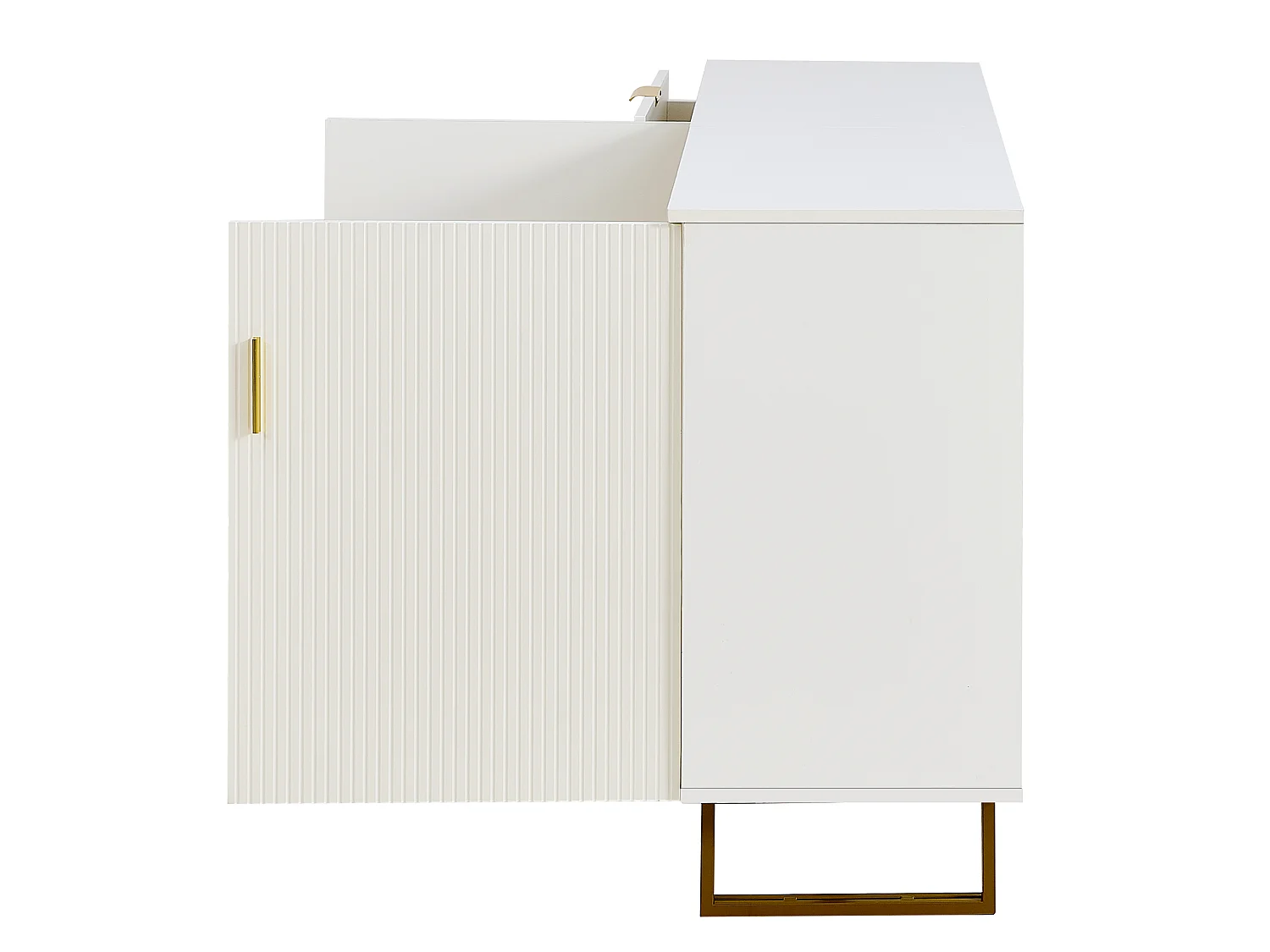 Dressoir met 3 lades en 2 deuren, gouden handgreep - Wit