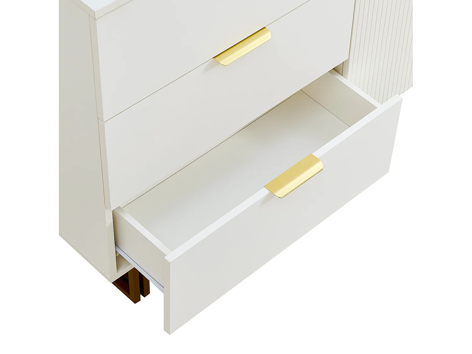 Dressoir met 3 lades en 2 deuren, gouden handgreep - Wit