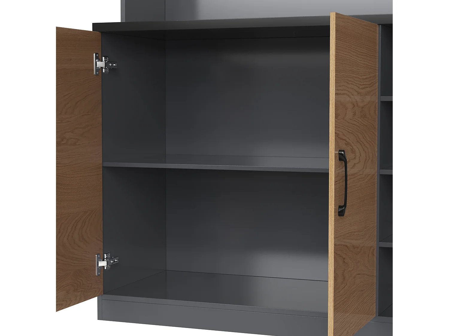 Keuken dressoir met 2 acryl deuren en LED verlichting, grijs en naturel