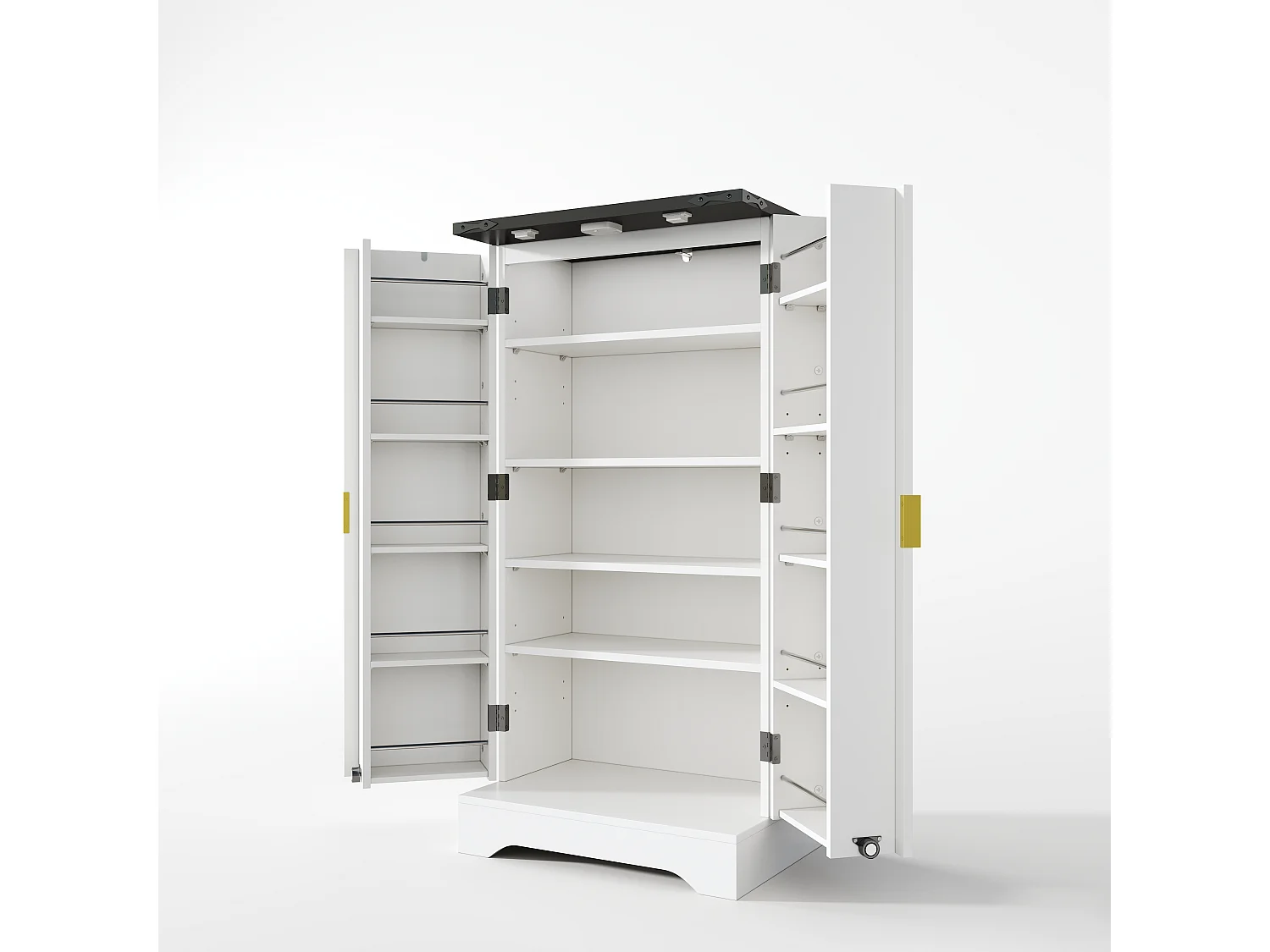 Buffet de cuisine avec 2 portes et détection par LED - Porte rayures -Blanc