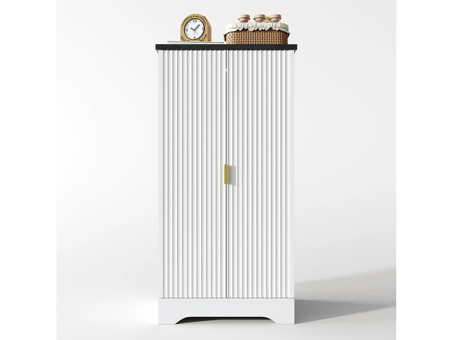 Buffet de cuisine avec 2 portes et détection par LED - Porte rayures -Blanc