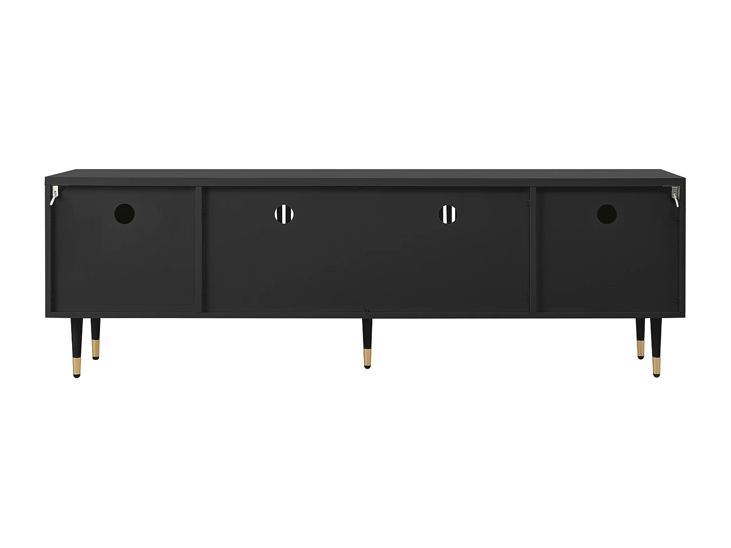 Mueble de TV con 4 puertas, puerta de rejilla, negro.