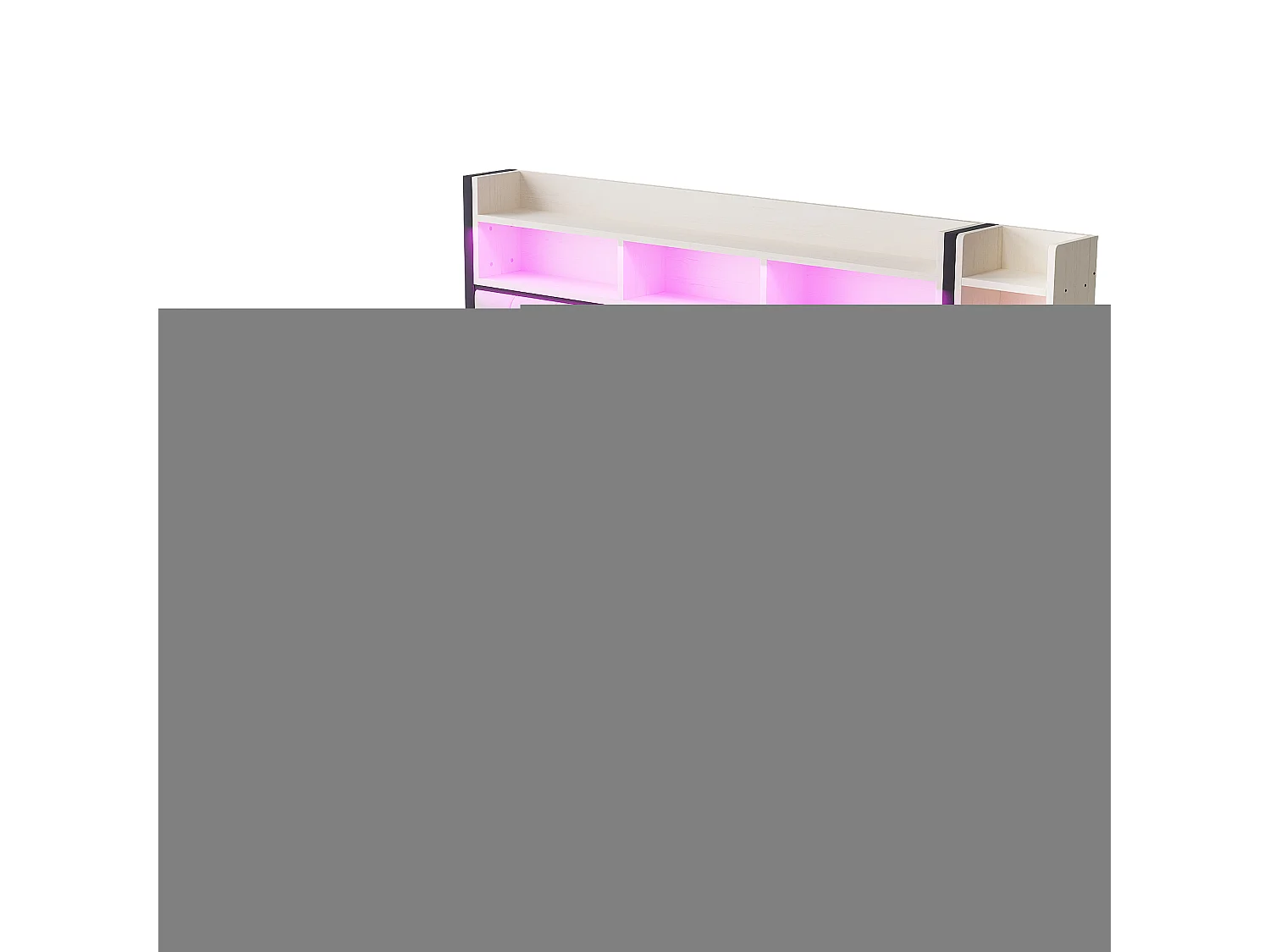 Divano letto 90x200cm con 2 cassetti, prese e illuminazione a LED, scrivania scorrevole, bianco