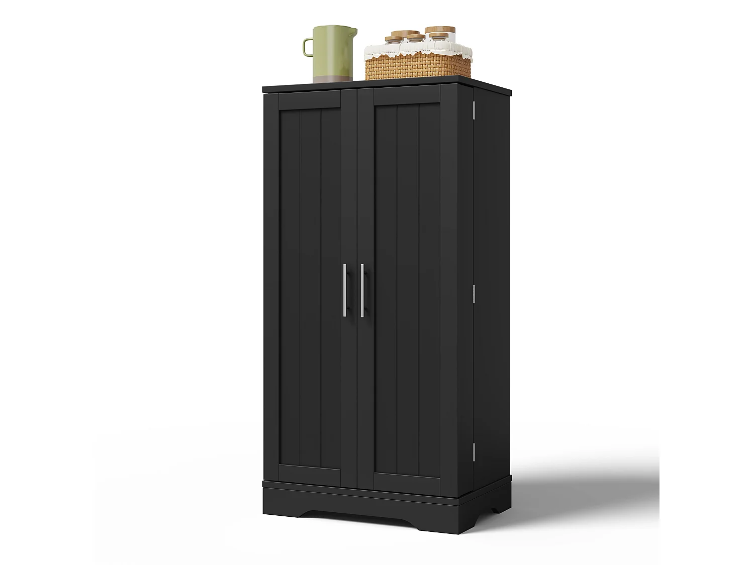 Buffet de cuisine avec 2 portes et détection par LED - étagères réglables - Noir