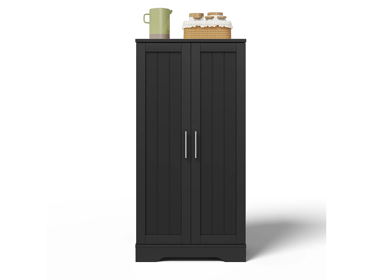 Buffet de cuisine avec 2 portes et détection par LED - étagères réglables - Noir