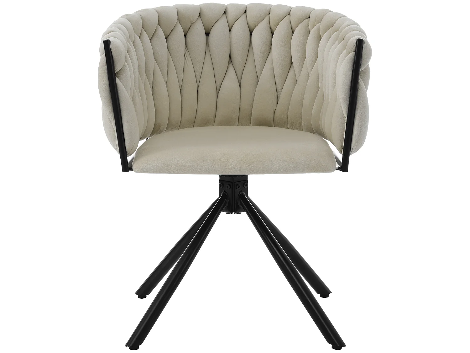 Chaise pivotant avec pieds en métal noir - Tissu velours - Beige