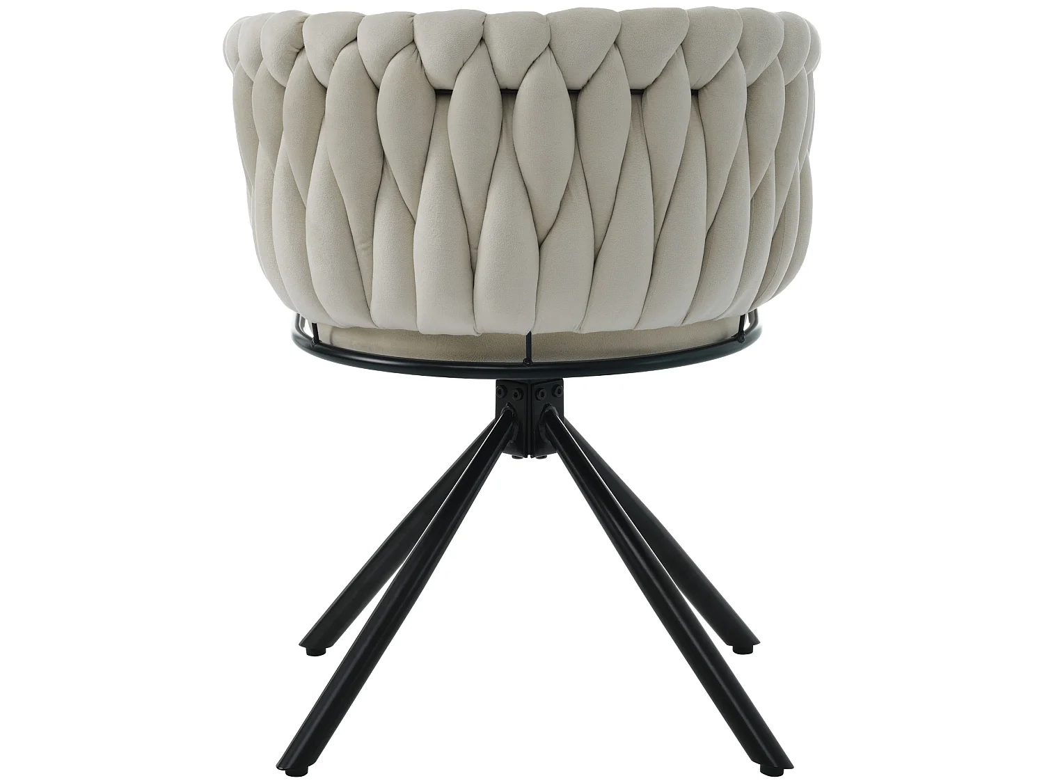 Chaise pivotant avec pieds en métal noir - Tissu velours - Beige
