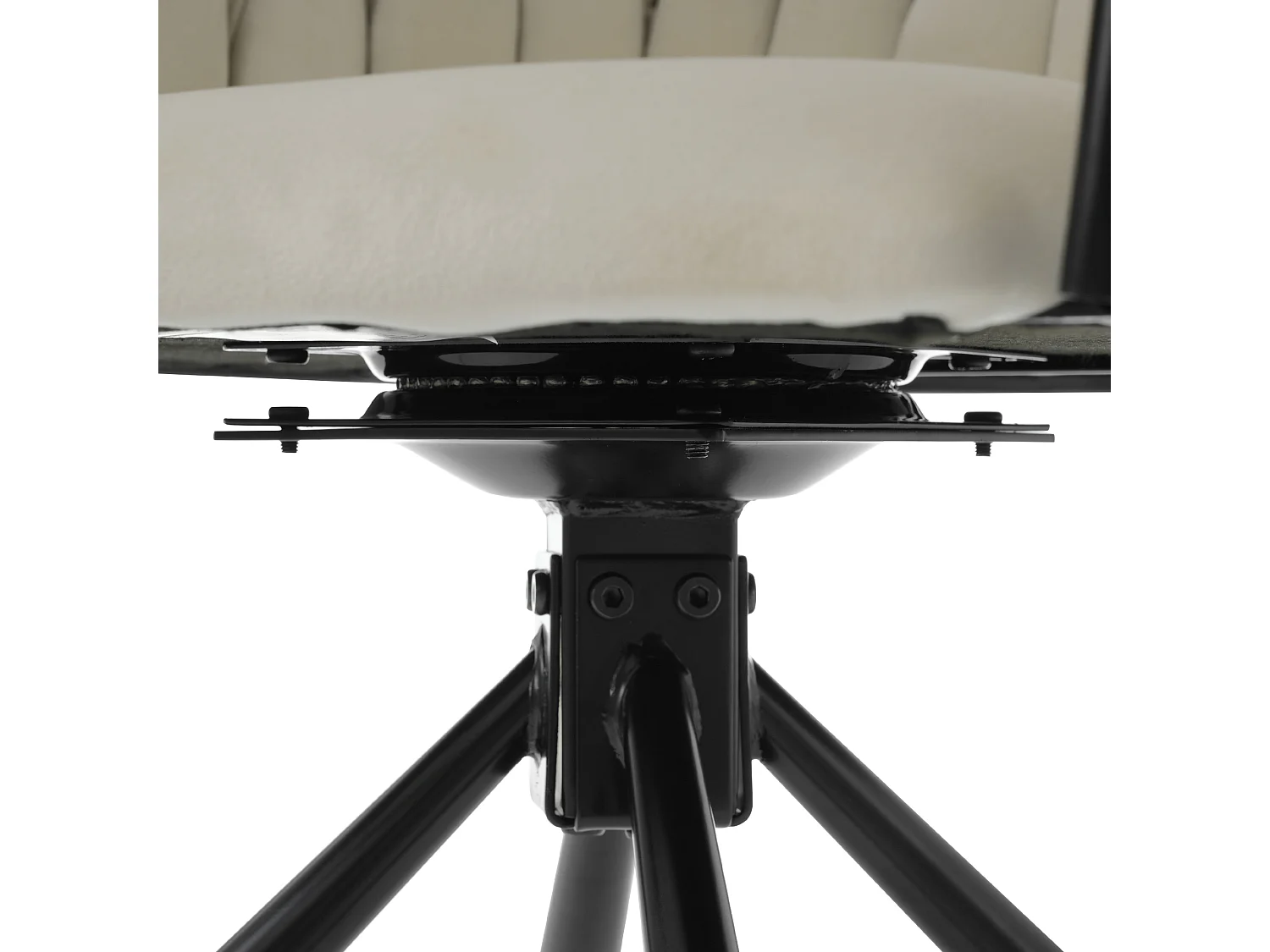 Chaise pivotant avec pieds en métal noir - Tissu velours - Beige