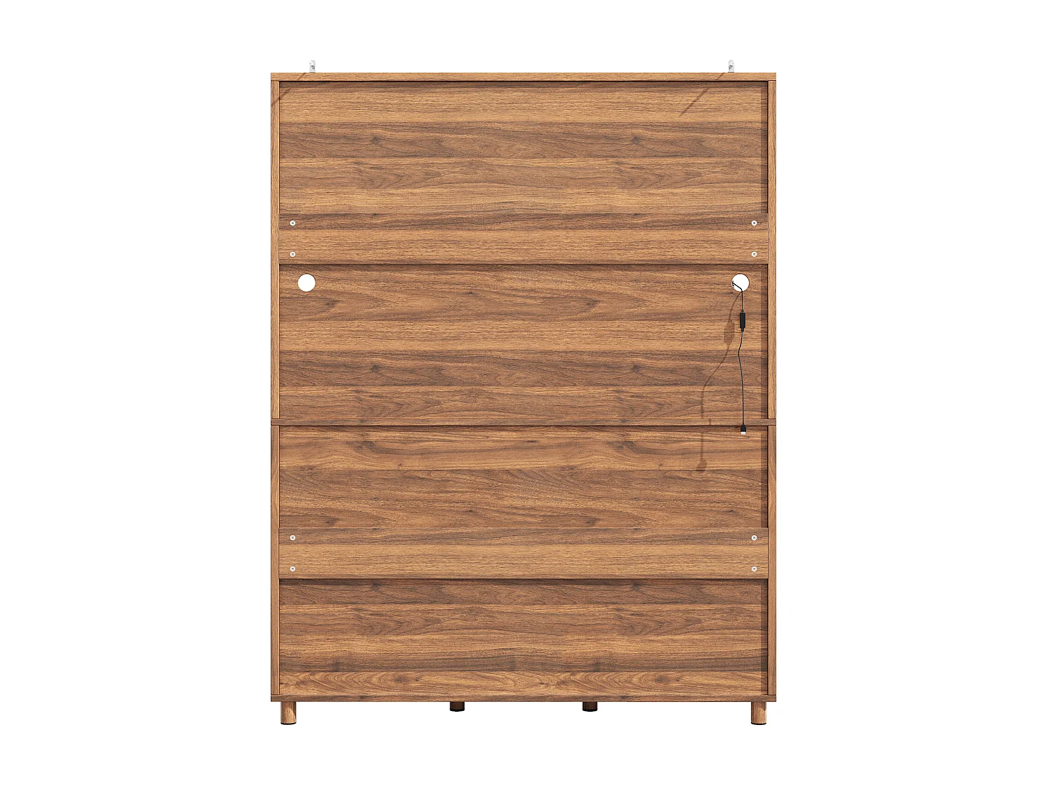 Aparador de cocina con iluminación LED, 2 puertas y 2 puertas correderas de cristal - Nogal marrón