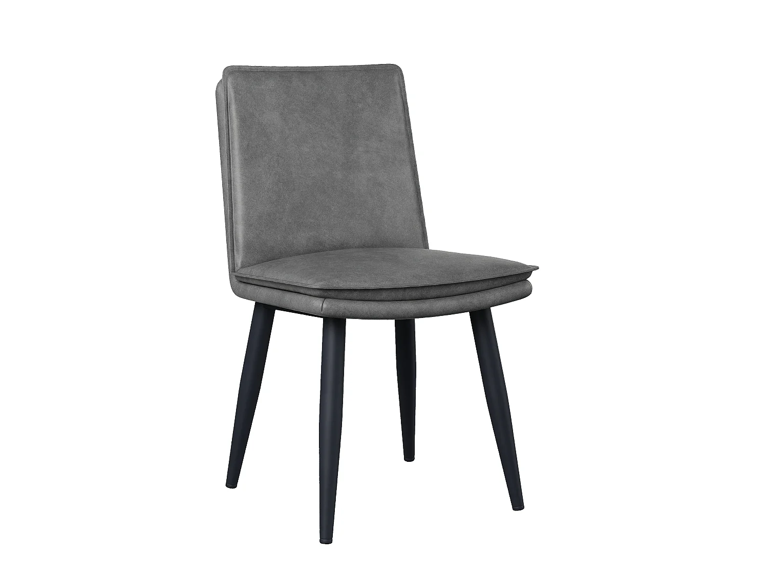 Lot de 6 chaises avec coussins d'assise à 2 couche - simili cuir PU et métal - Gris