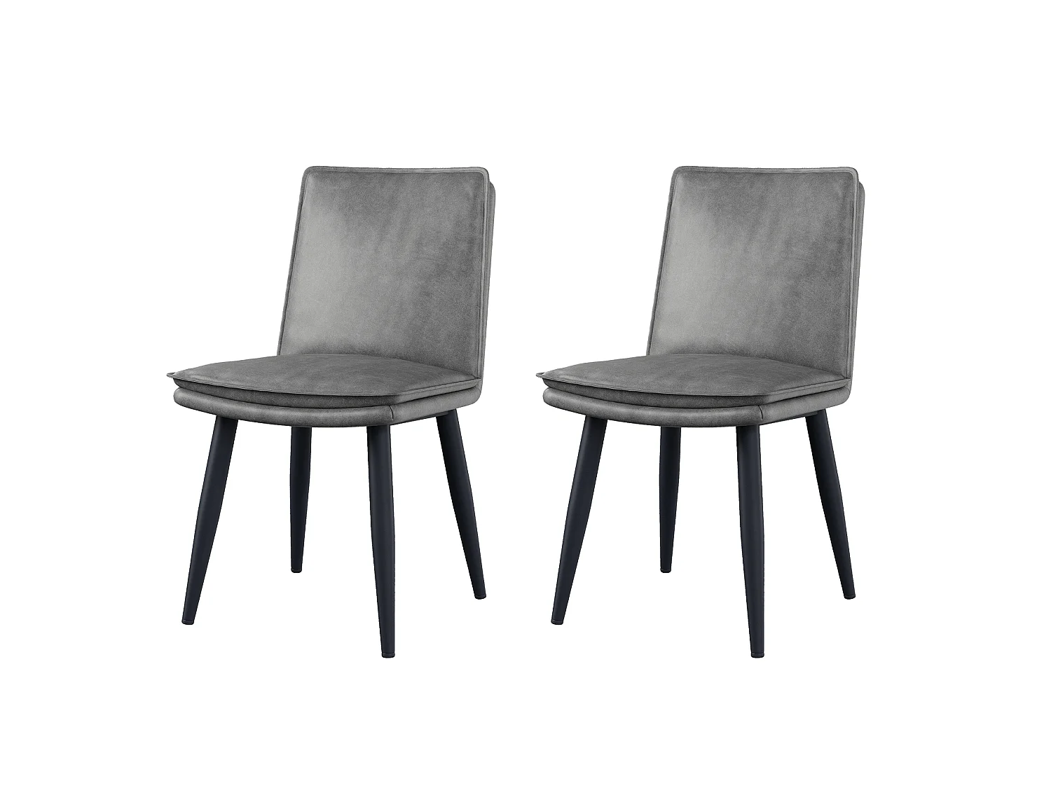 Lot de 6 chaises avec coussins d'assise à 2 couche - simili cuir PU et métal - Gris
