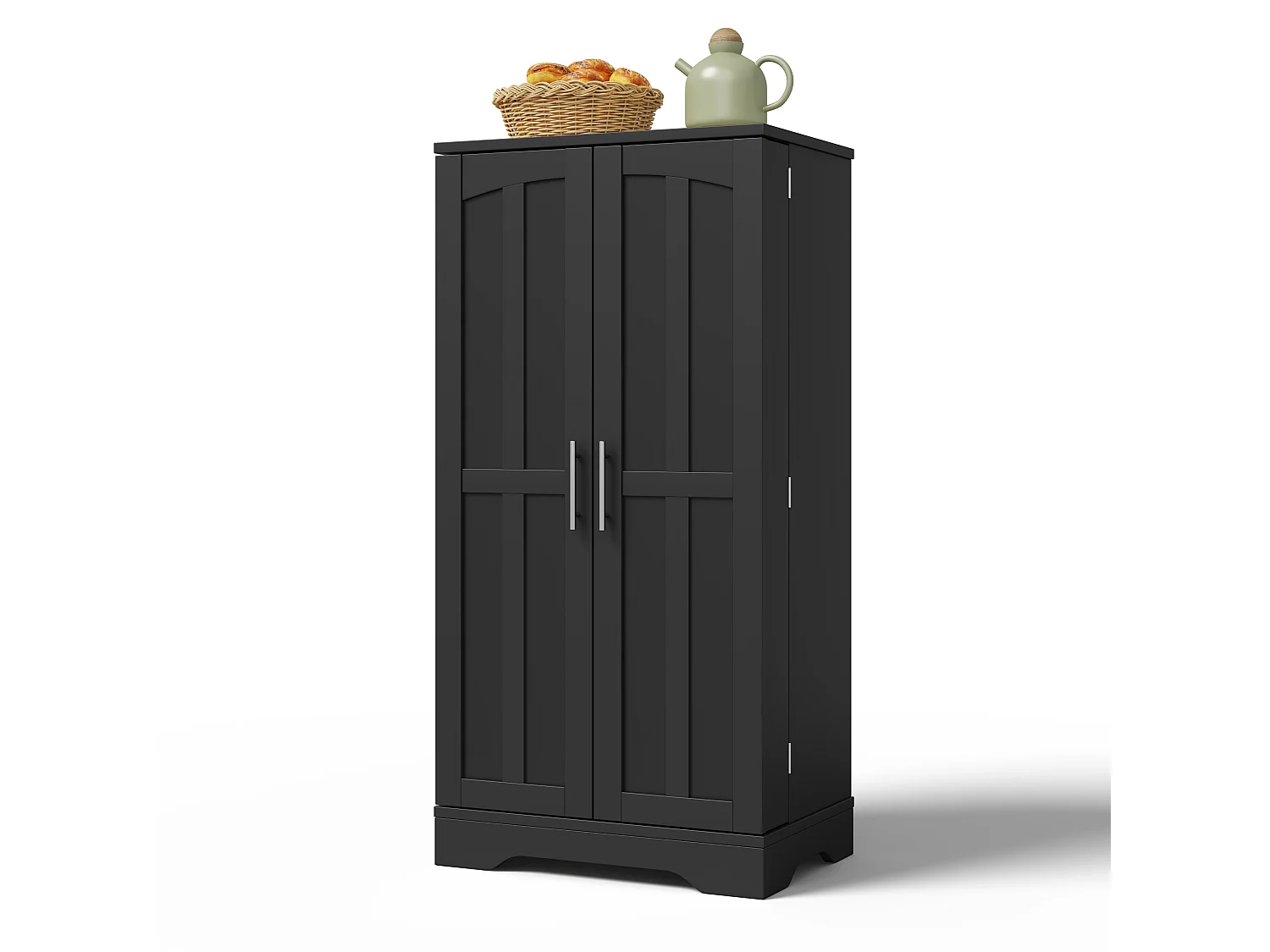 Credenza da cucina con 2 ante e rilevamento LED - Nero 60 x 40 x 120,5 cm