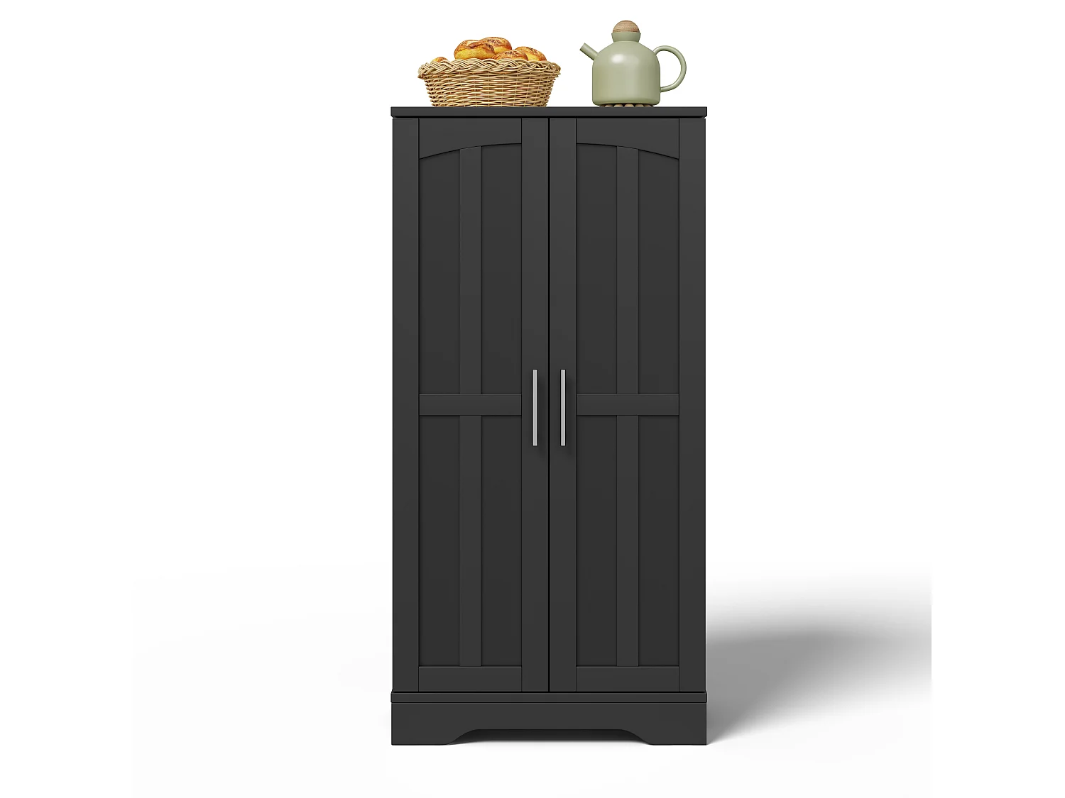 Credenza da cucina con 2 ante e rilevamento LED - Nero 60 x 40 x 120,5 cm