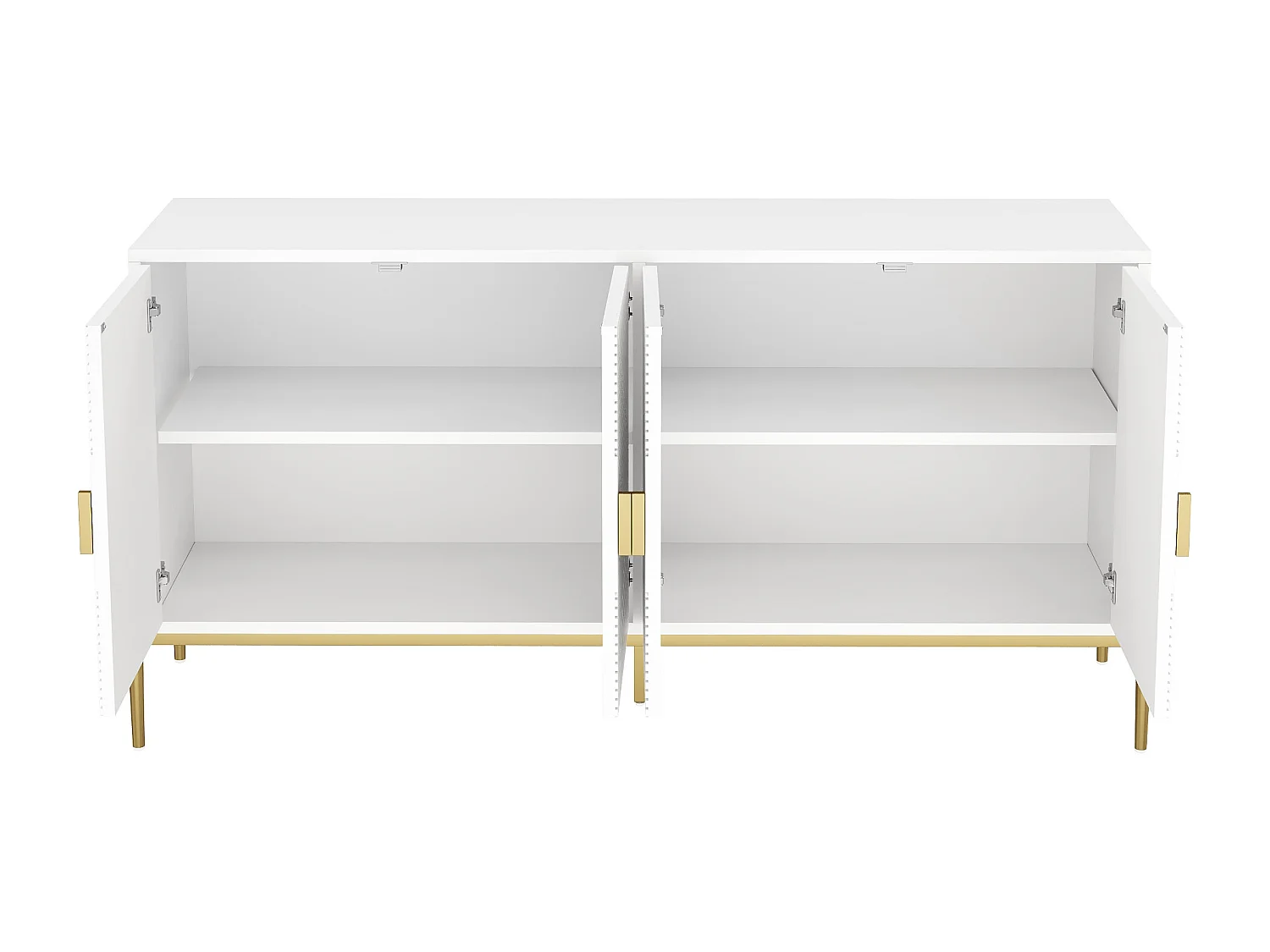 Buffet avec 4 portes, motifs géométriques - Blanc et doré