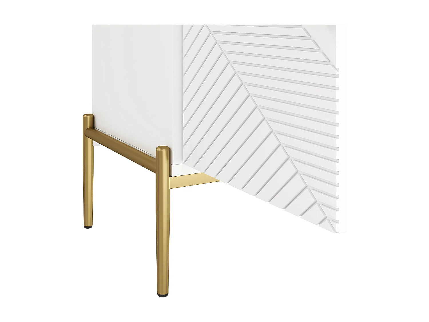 Buffet avec 4 portes, motifs géométriques - Blanc et doré