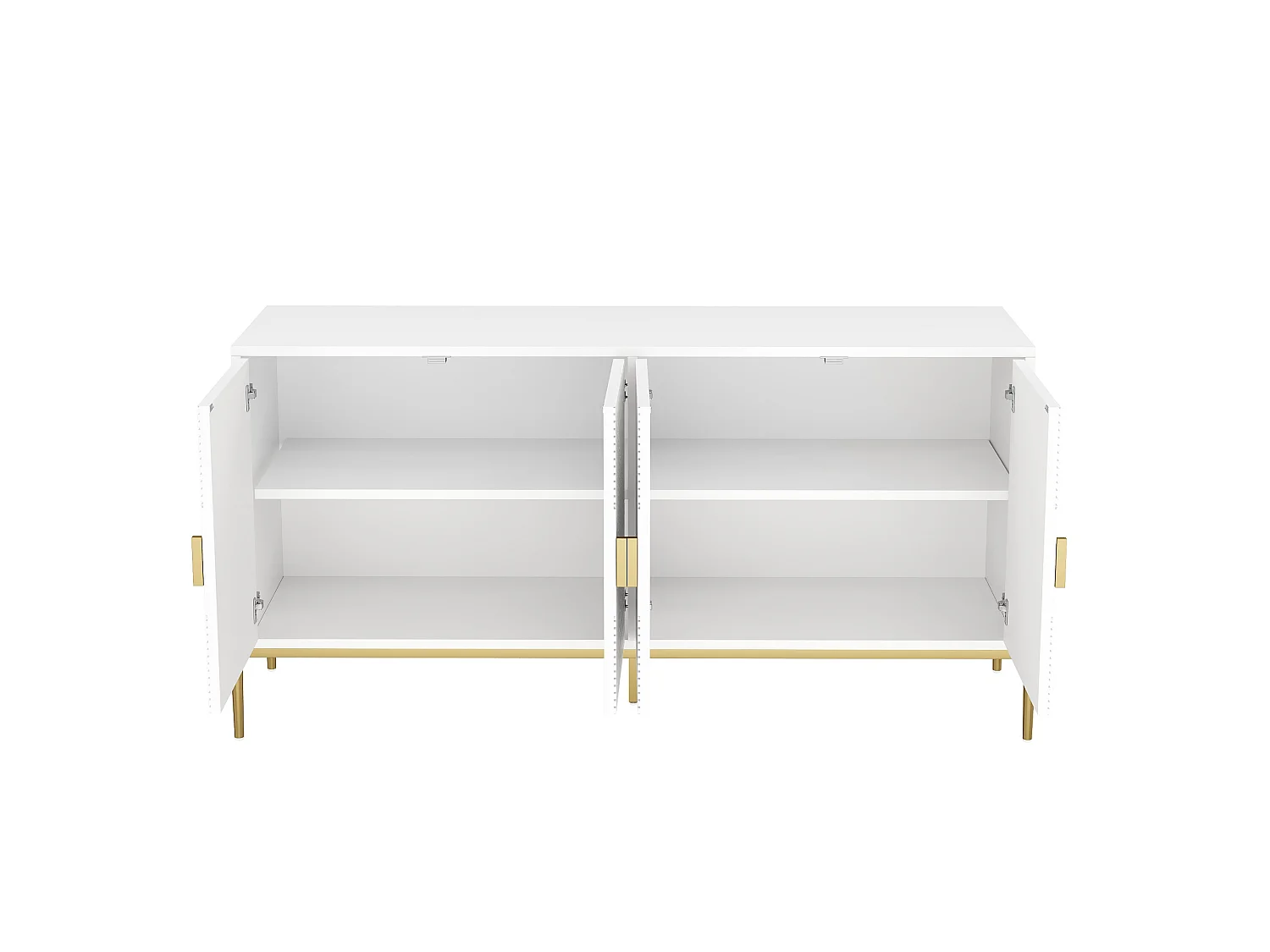 Buffet avec 4 portes, motifs géométriques - Blanc et doré