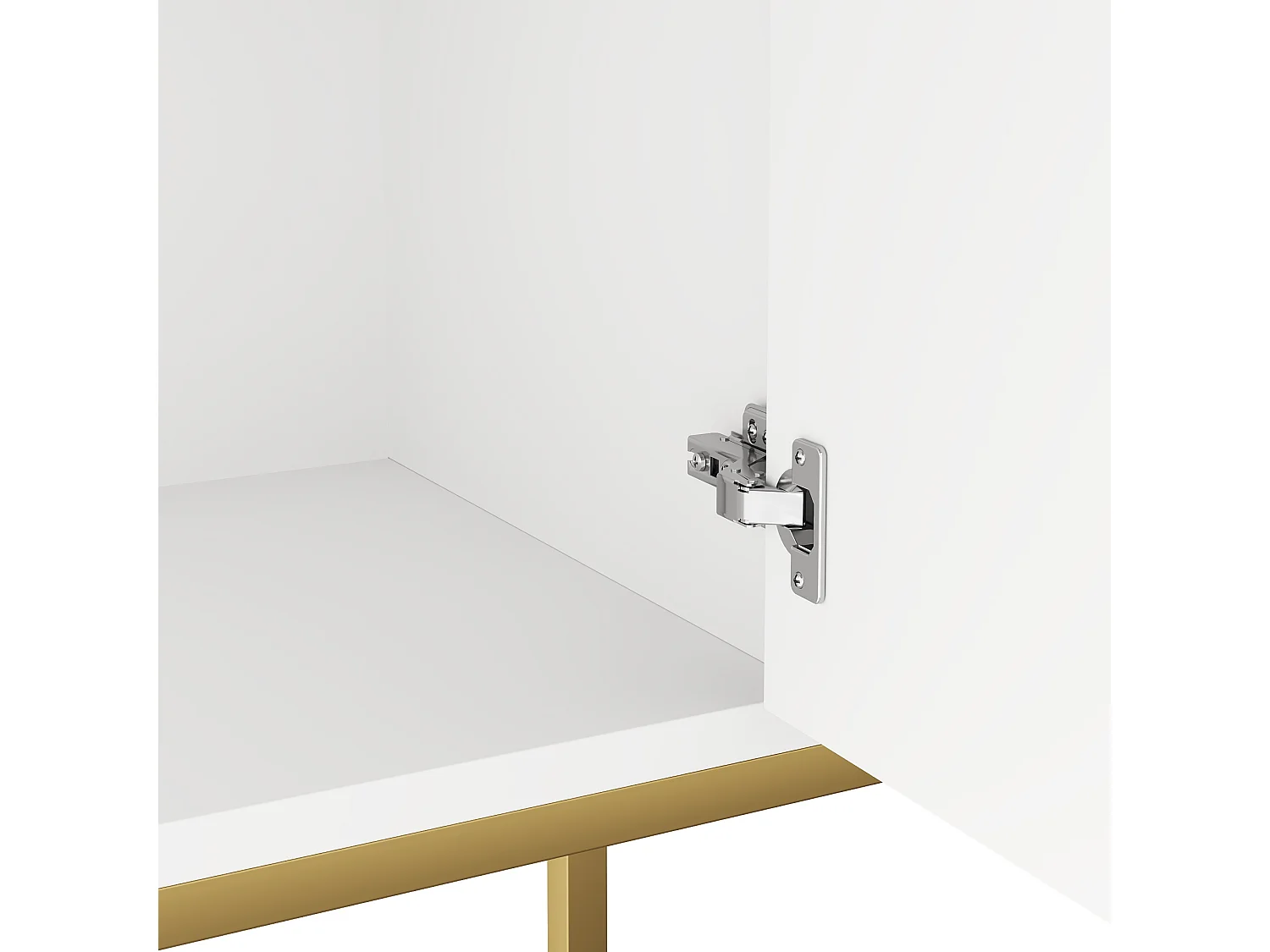 Buffet avec 4 portes, motifs géométriques - Blanc et doré