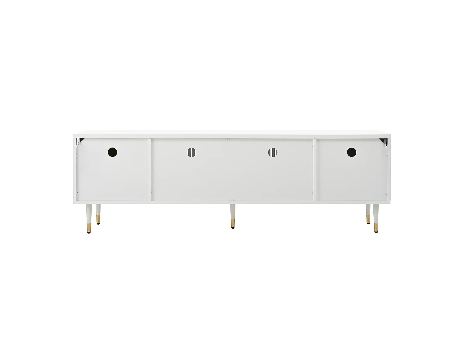 Mueble de TV con 4 puertas, puerta de rejilla, blanco
