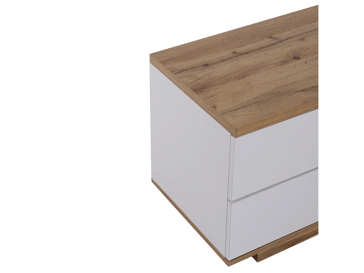 Meuble TV avec 5 portes , finition grain de bois, blanc et naturel