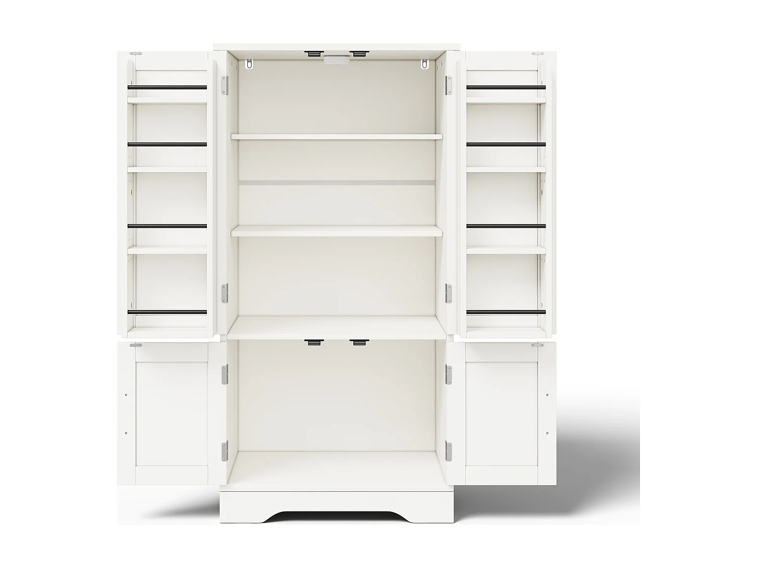 Buffet de cuisine avec 4 portes et détection par LED - étagères réglables -Bois MDF - Blanc