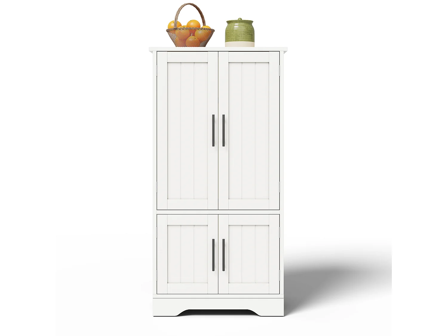Buffet de cuisine avec 4 portes et détection par LED - étagères réglables -Bois MDF - Blanc