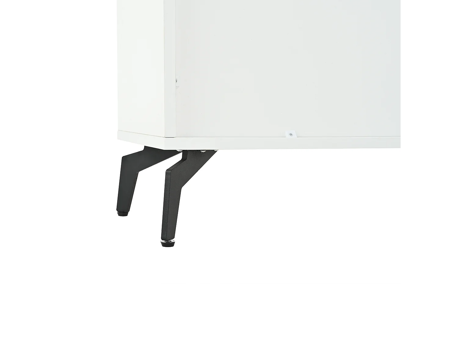 Buffet avec 5 portes, 3 tiroirs et éclairage LED, pieds en métal , finition brillante, blanc