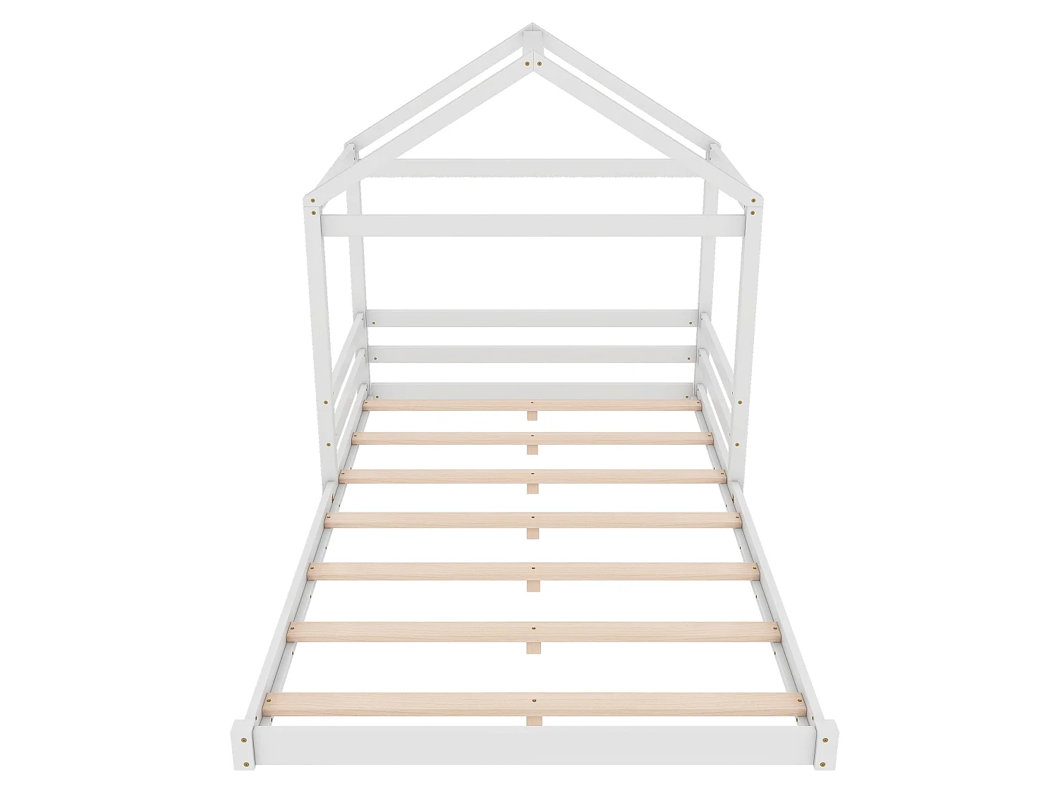 Letto a soppalco per bambini 140x200cm con rete a doghe, pino e MDF, bianco