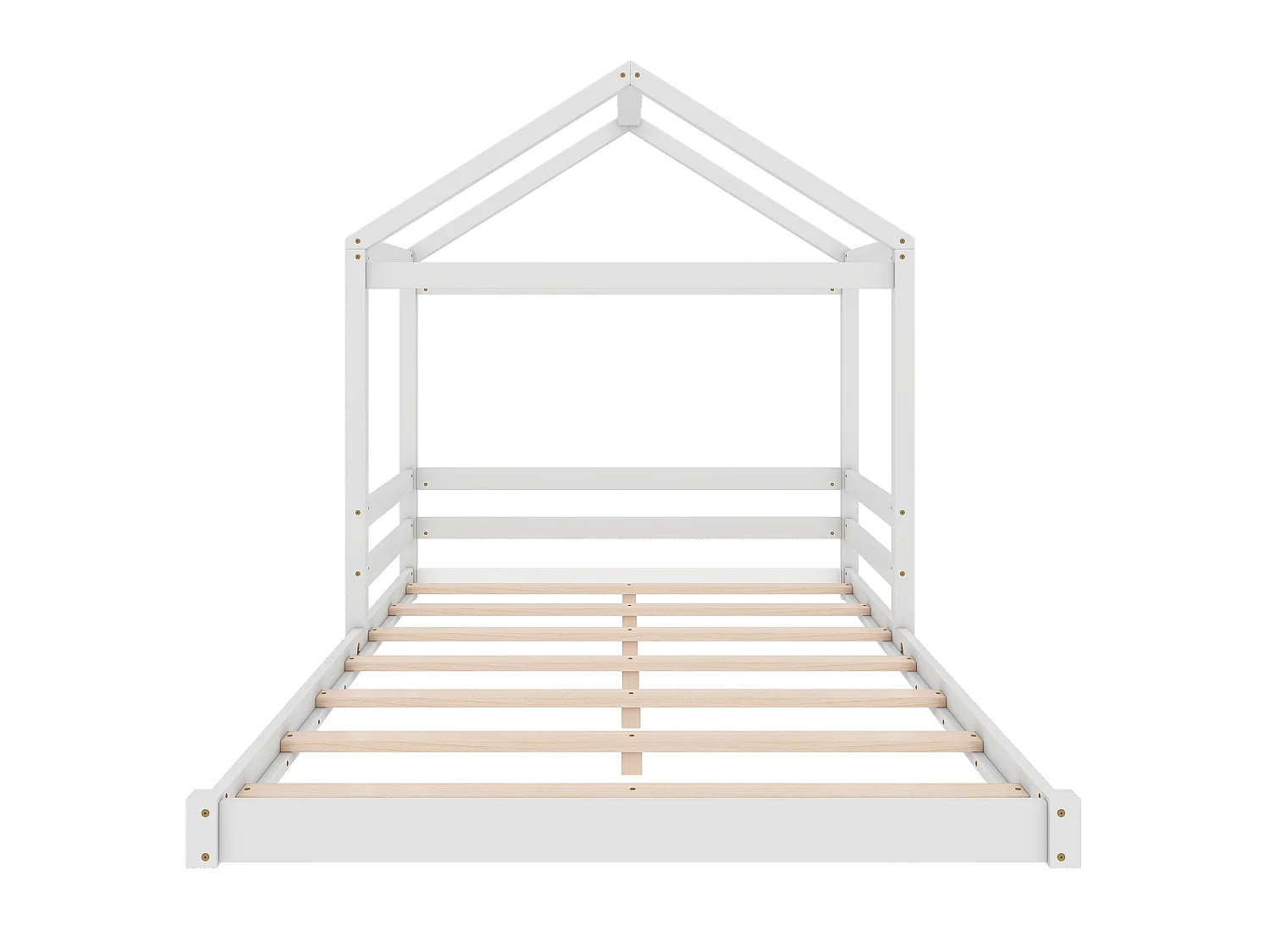 Letto a soppalco per bambini 140x200cm con rete a doghe, pino e MDF, bianco