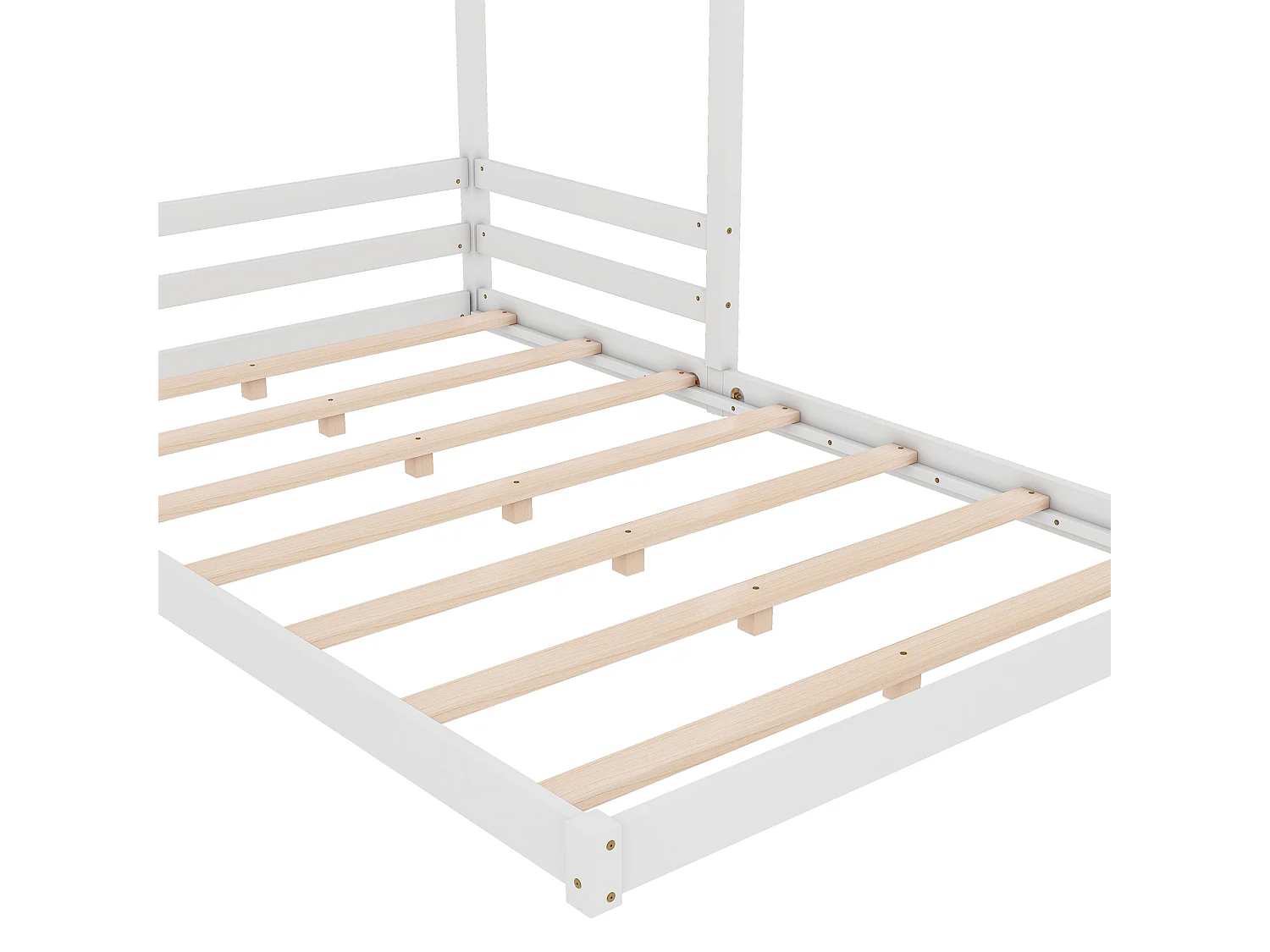 Letto a soppalco per bambini 140x200cm con rete a doghe, pino e MDF, bianco