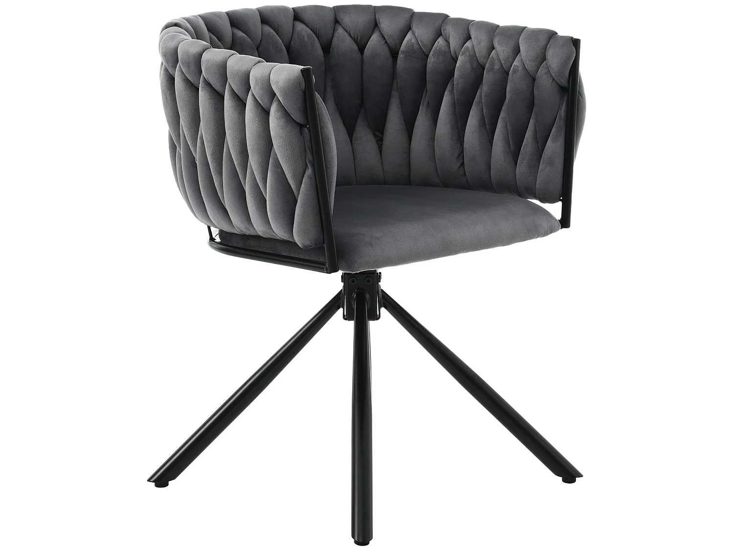 Lot de 6 chaises pivotant avec pieds en métal noir - Tissu velours - Gris