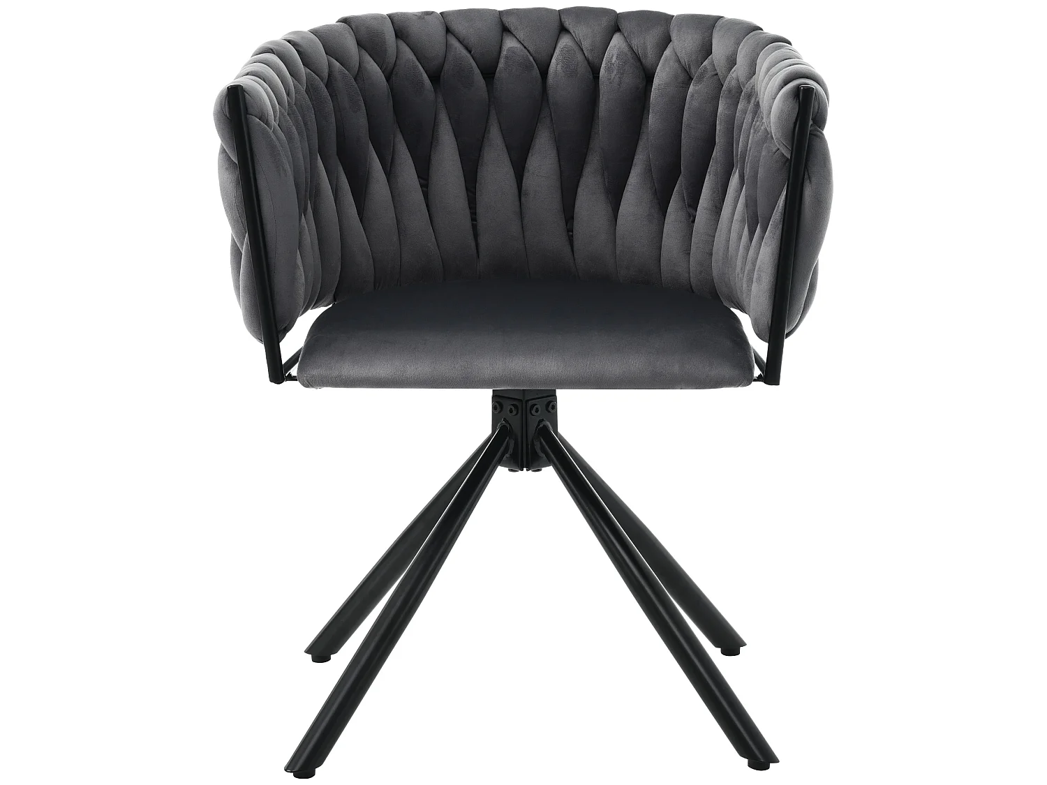 Lot de 6 chaises pivotant avec pieds en métal noir - Tissu velours - Gris