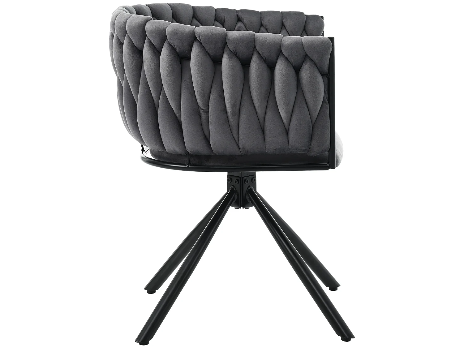 Lot de 6 chaises pivotant avec pieds en métal noir - Tissu velours - Gris