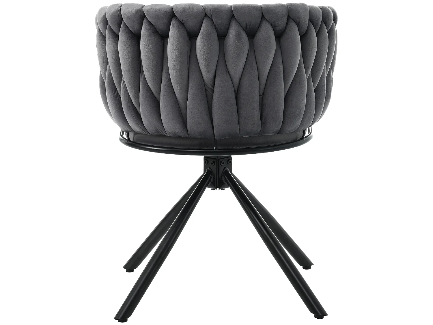 Lot de 6 chaises pivotant avec pieds en métal noir - Tissu velours - Gris