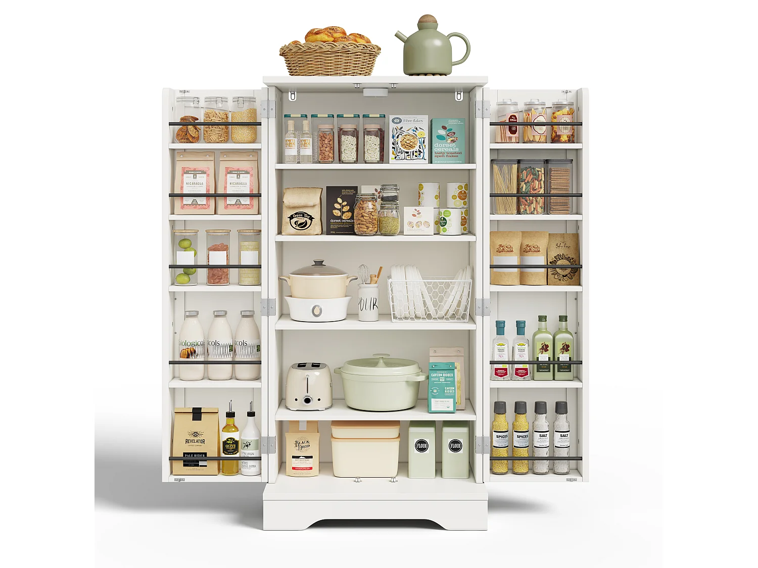 Buffet de cuisine avec 2 portes et détection par LED - Blanc 60 x 40 x 120.5 cm