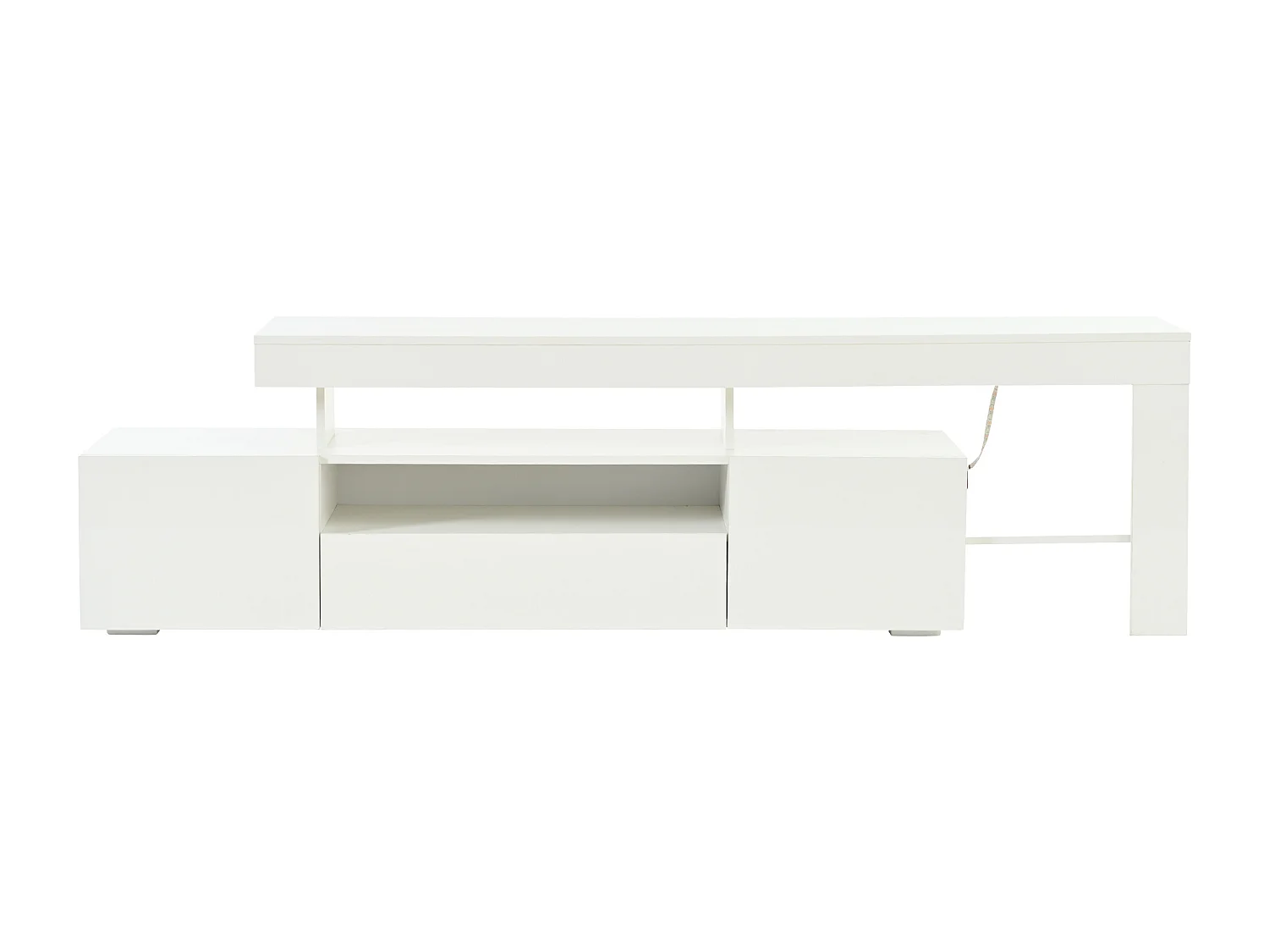 Suporte para TV com iluminação LED e 3 portas - acabamento brilhante - Branco 192 x 37 x 53 cm