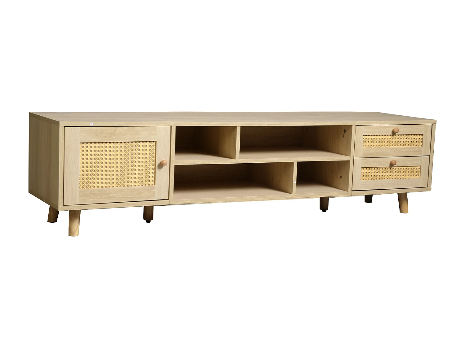 Mobile porta TV con 2 cassetti e 1 anta, colore naturale