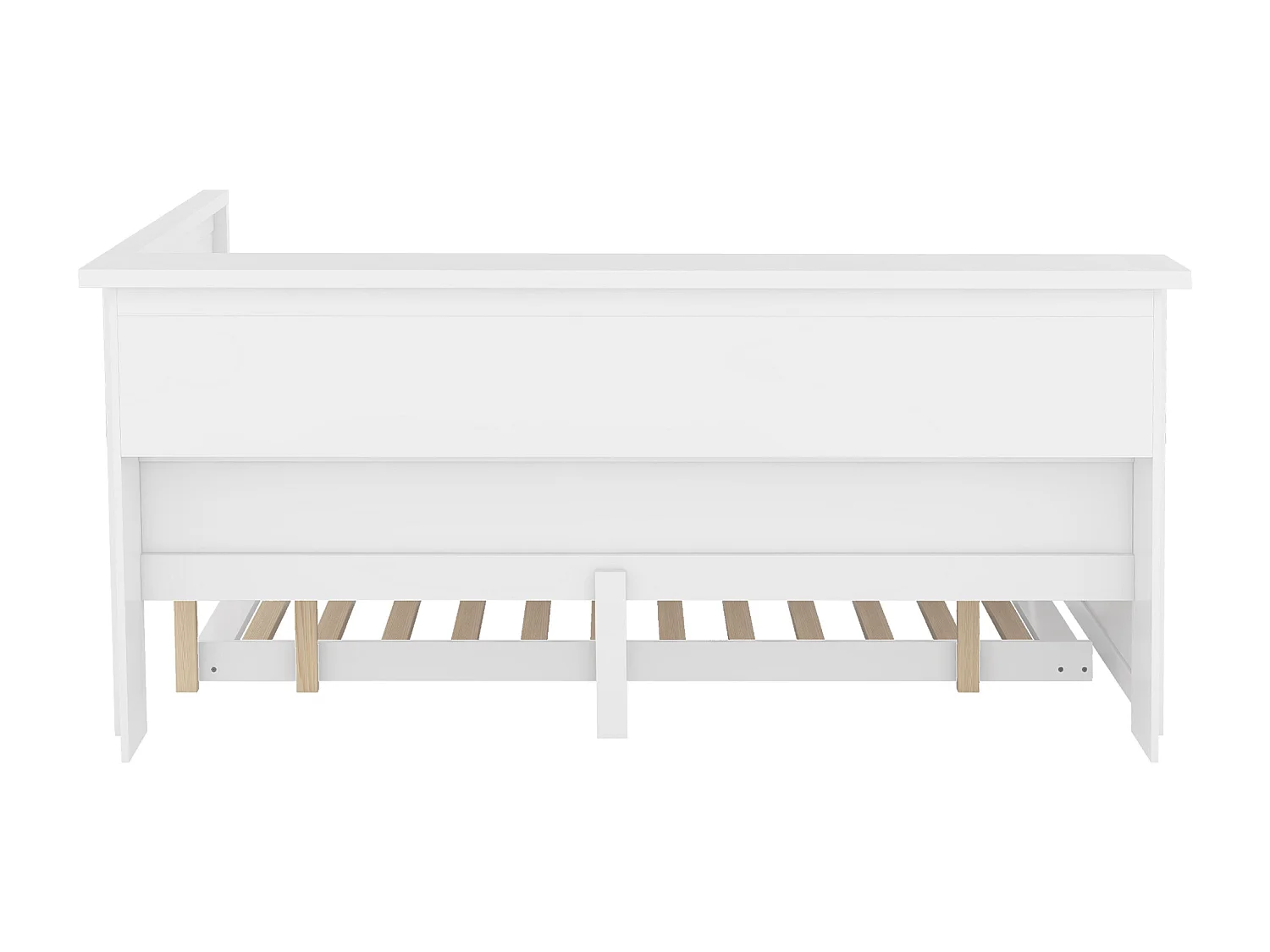 Lit banquette 140 x 200cm avec lit gigogne 90 x 190cm - Avec LED, USB et rangement -Blanc