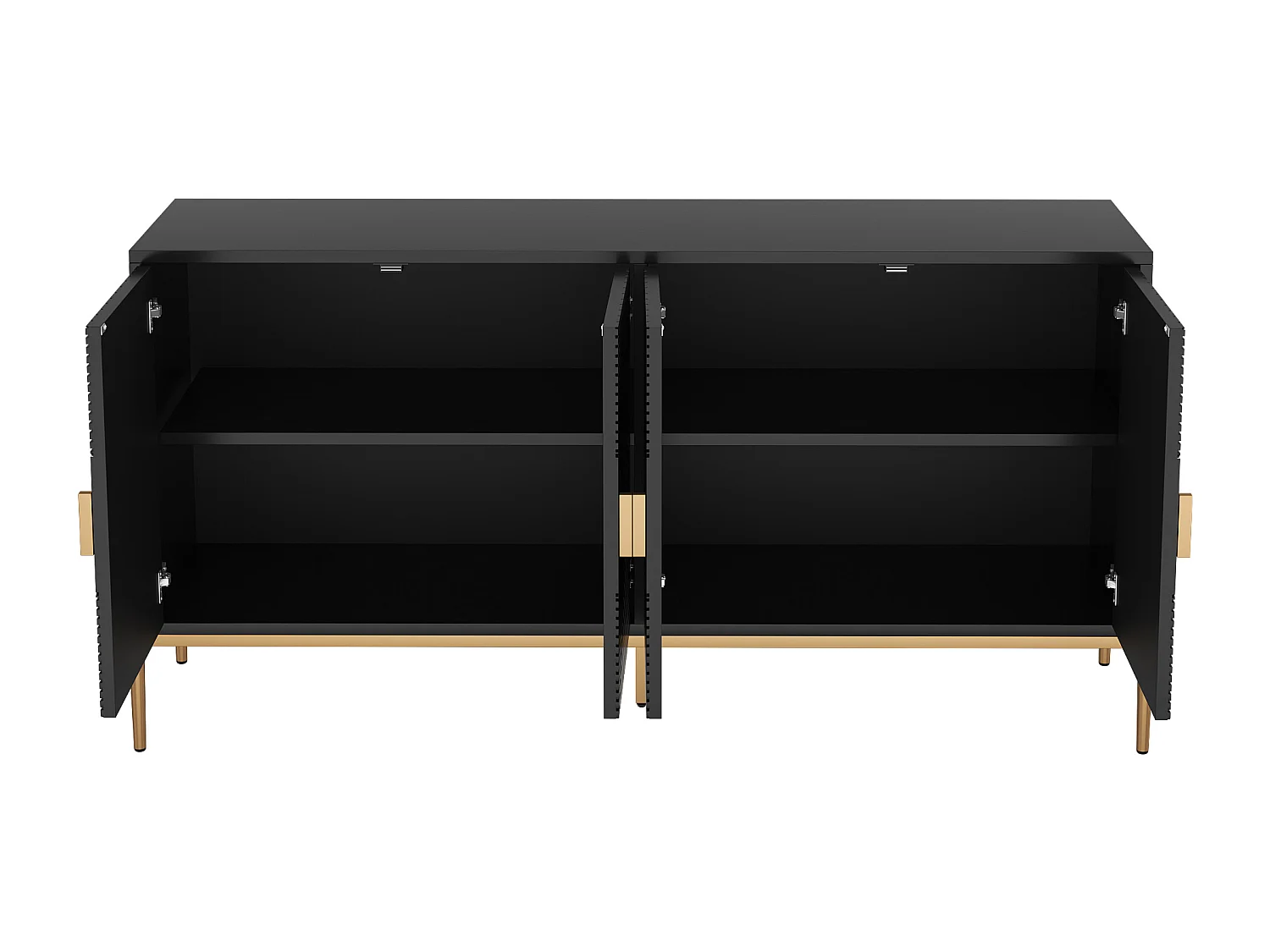 Buffet avec 4 portes, motifs géométriques - Noir et doré