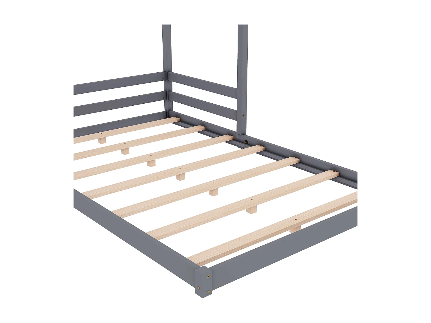 Letto a soppalco per bambini 140x200cm con rete a doghe, pino e MDF, grigio