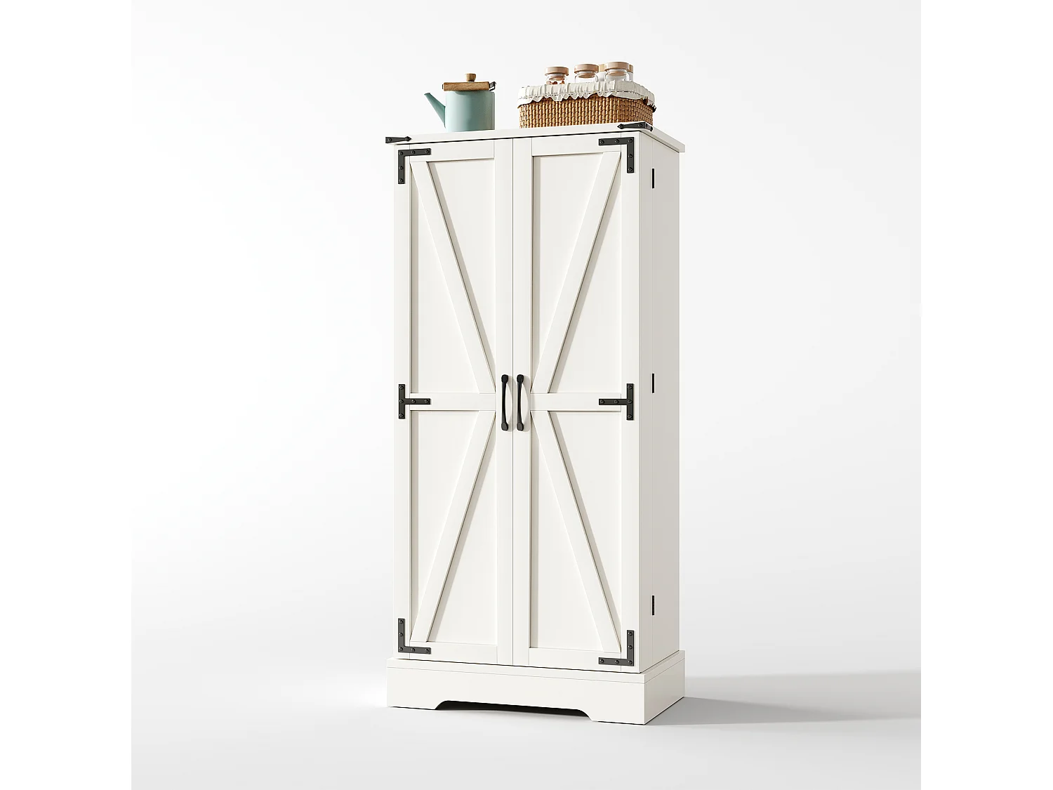 Buffet de cuisine avec LED et 2 portes - MDF- Blanc