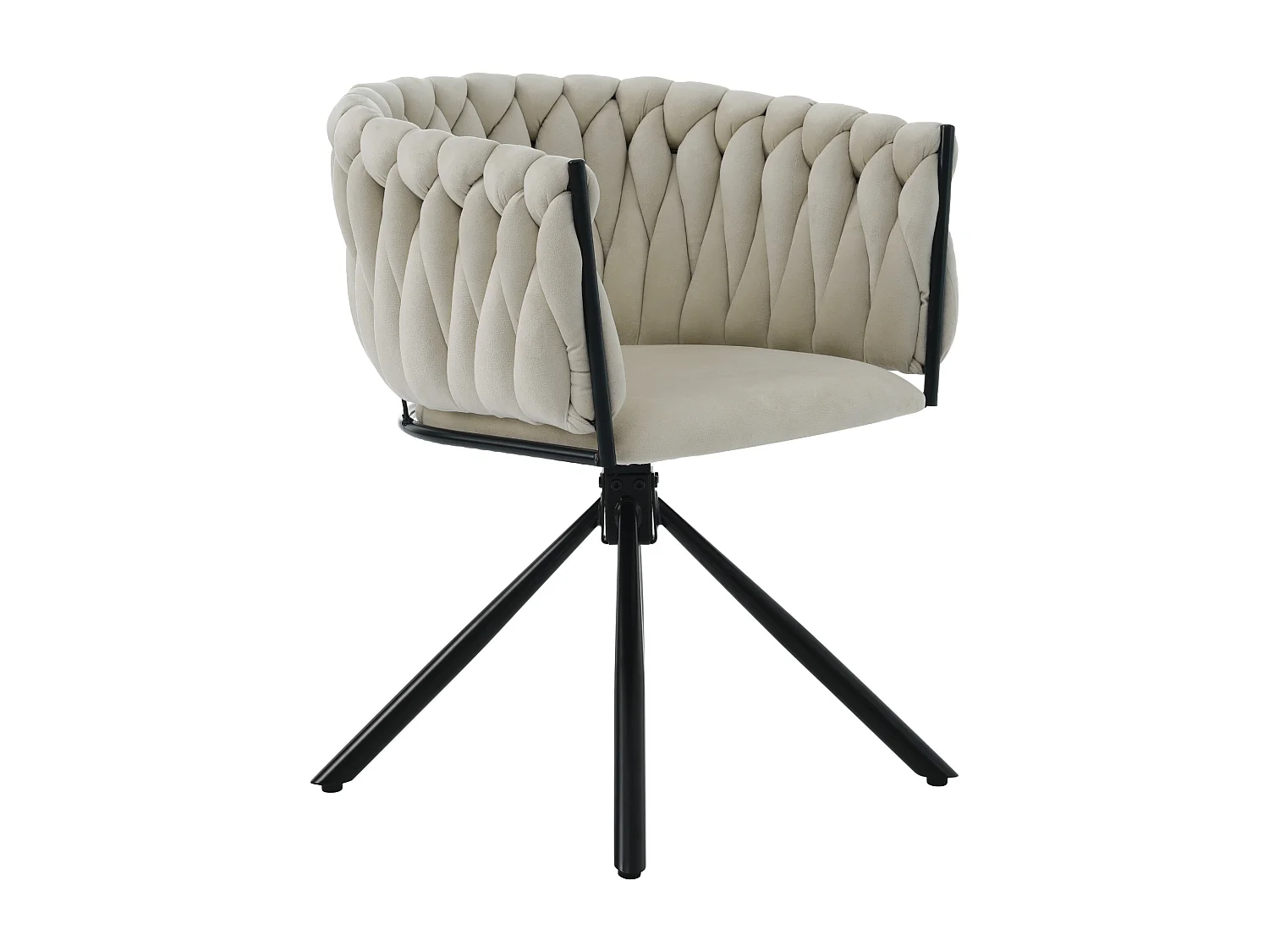 Lot de 6 chaises pivotant avec pieds en métal noir - Tissu velours - Beige