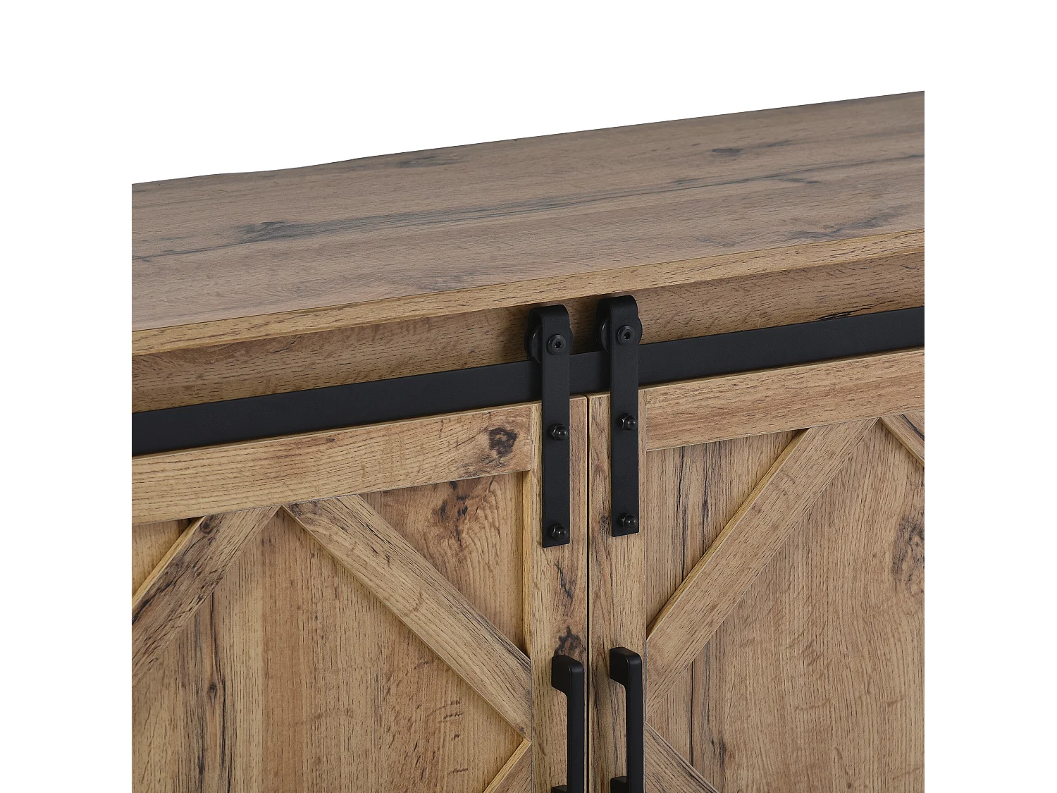 Meuble TV avec 2 portes coulissantes - finition en placage de bois -Bois