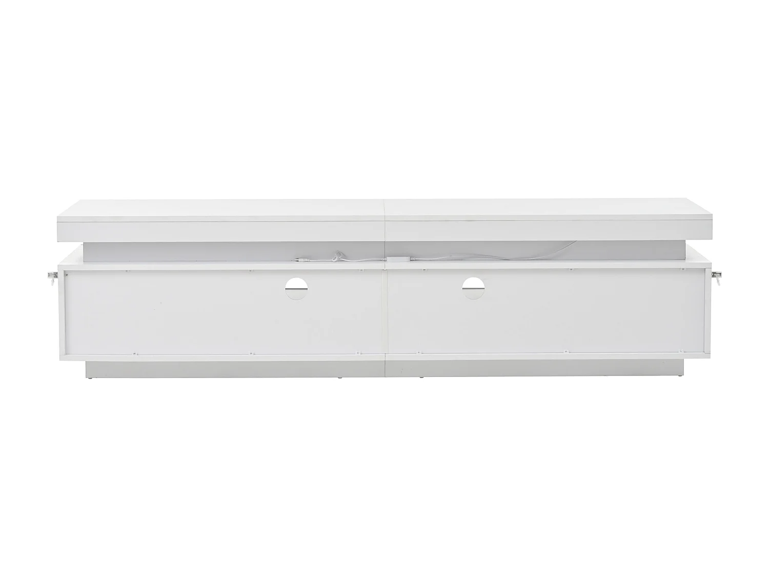 TV-meubel met LED-verlichting, 2 L-vormige deuren en een lade - glanzende afwerking - Wit