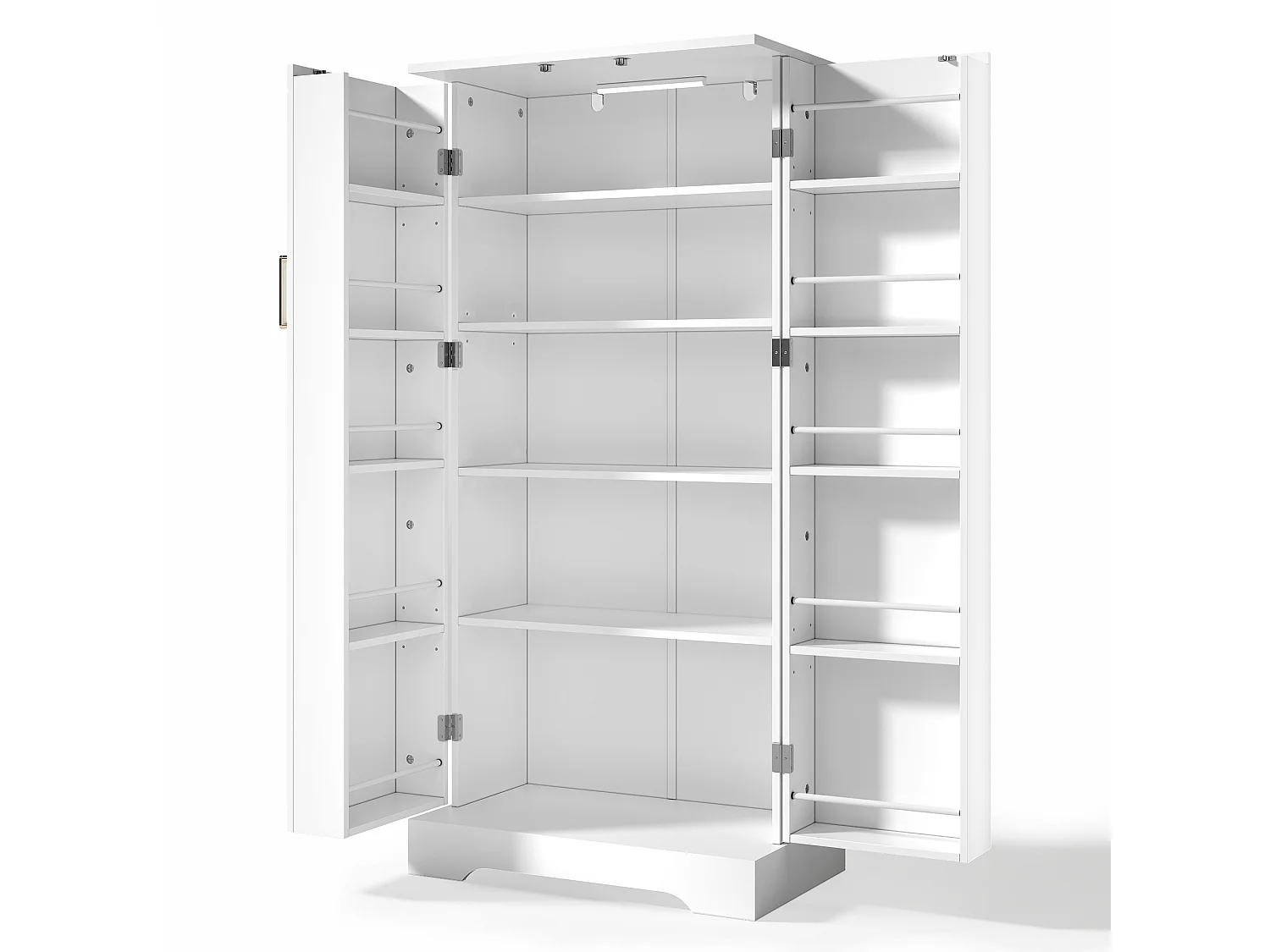 Keuken dressoir met 2 deuren en LED-detectie - Ovale verticale strepen - Wit