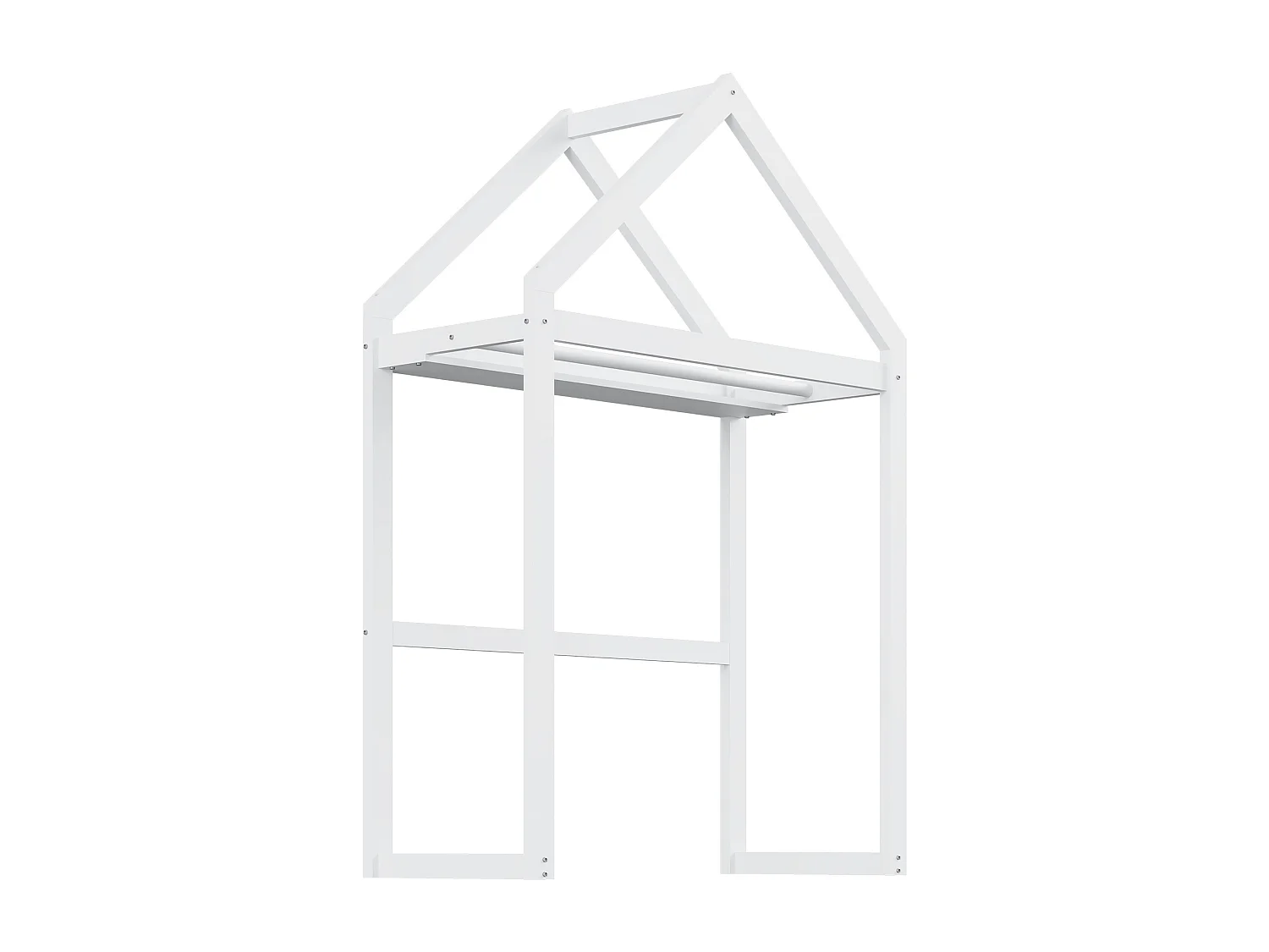 Kinderbed 90x200cm met opbergruimte en uitvalbeveiliging, lattenbodem, wit