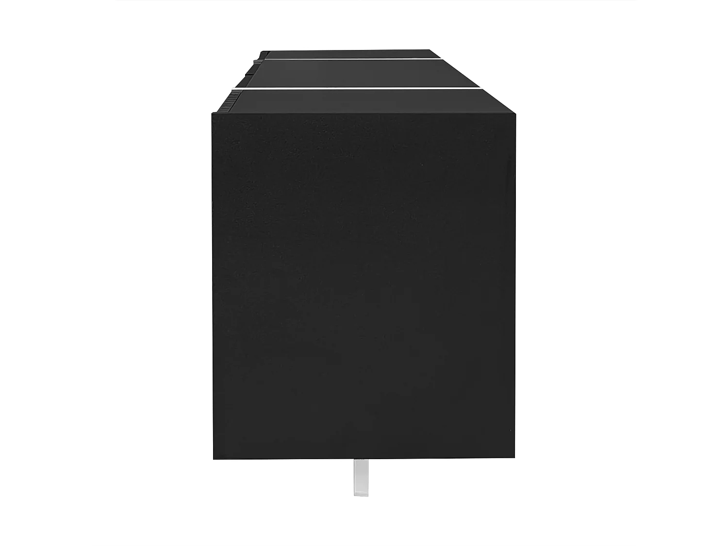 Suporte para TV com 4 portas e 1 gaveta, pés pretos, acabamento brilhante, preto