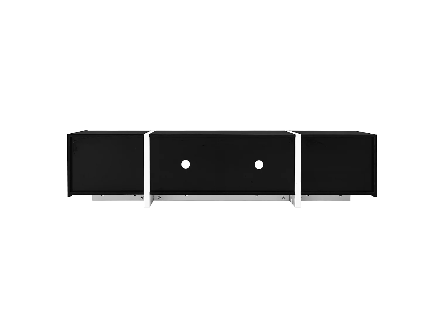 Meuble TV avec 4 portes et 1 tiroir, pieds noirs, finition brillante , noir