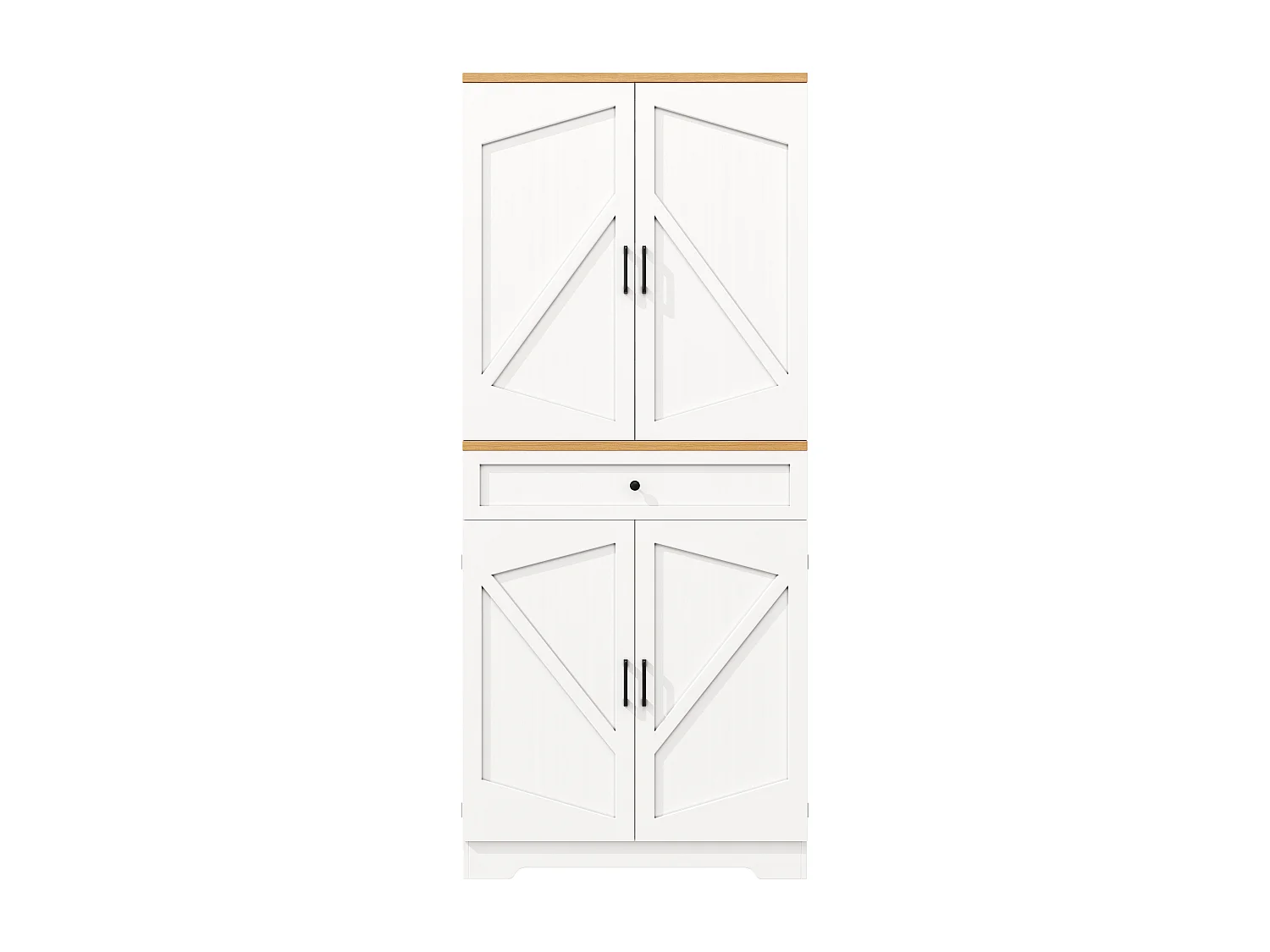 Aparador de cocina con 4 puertas y un cajón - Blanco y natural